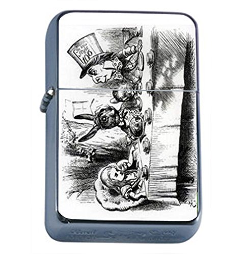 Alice Mad Tea Oil Lighter D-032 - Vintage Style Windproof Butane Lighter for Outdoor Camping, BBQ & Tea Parties