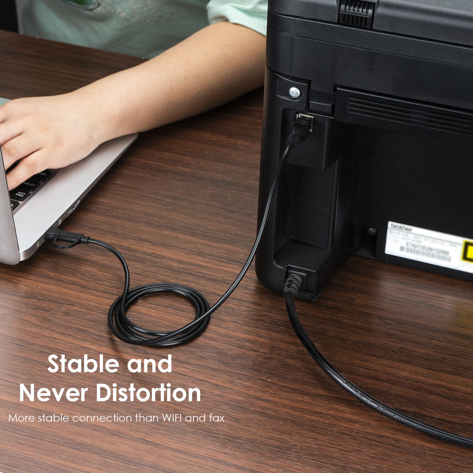 USB C to USB B Printer Cable 1M (3.3ft) - Dual USB & Type-C 2.0 Compatible with MacBook Pro/Air, Yamaha Roland Casio Piano Keyboard MIDI Controller - Perfect for Home/Office Printing & Music Production