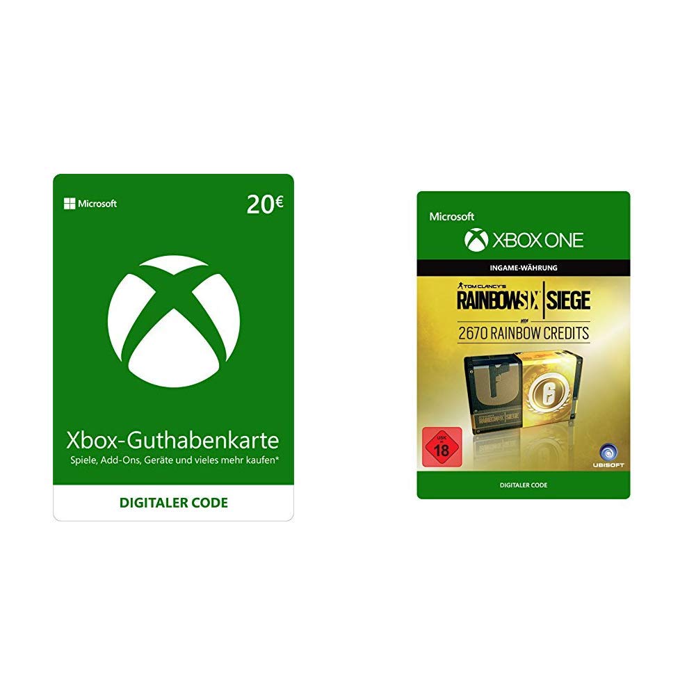Xbox Live $20 Gift Card [Digital Code] & Tom Clancy's Rainbow Six Siege 2670 R6 Credits Bundle [Xbox One Download] - Perfect for In-Game Purchases and Multiplayer Gaming