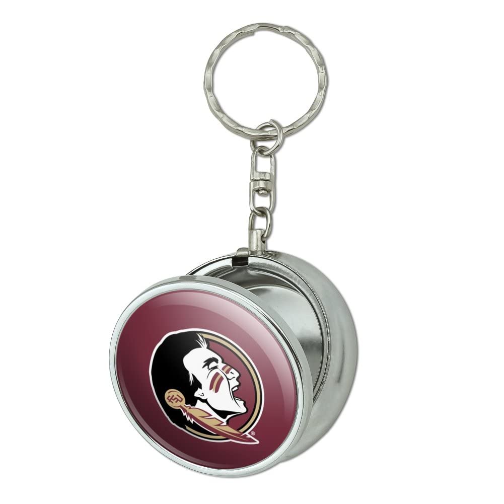 Florida State University Logo Portable Travel Ashtray Keychain with Cigarette Holder - Compact Pocket Purse Accessory for Smokers On-The-Go, Perfect for Travel, Camping & Outdoor Activities