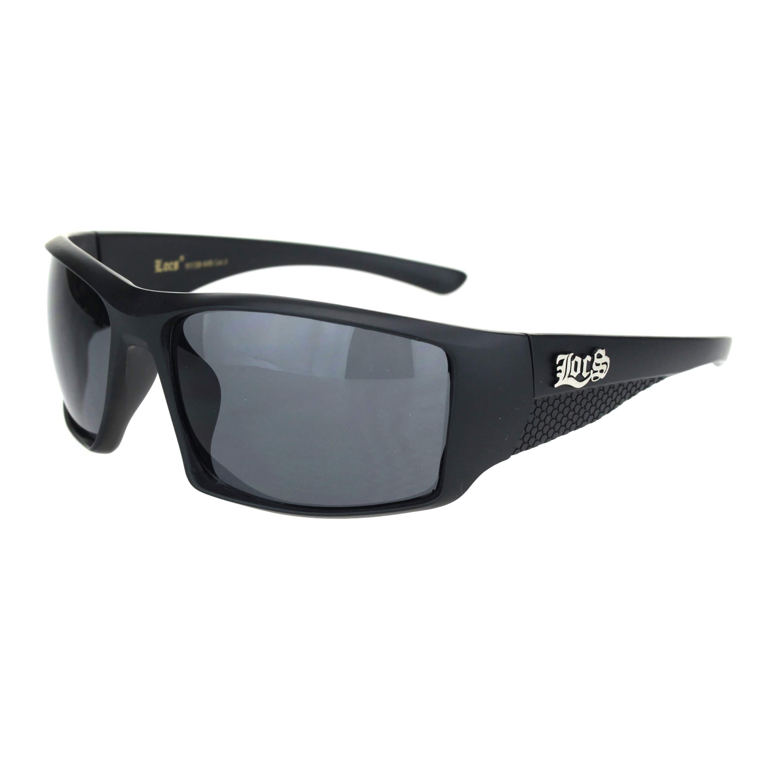 Hardcore Locs Sunglasses for Men - UV 400 Protection, Rectangular Wrap Around Frame in Black - Perfect for Outdoor Sports, Driving & Summer Fashion