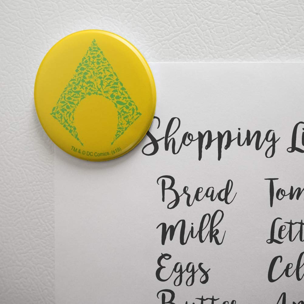 Aquaman Icons Logo Refrigerator Magnet - Strong Kitchen Fridge Locker Button Magnet for Home, Office, Dorm & Gifts - Decorate Your Fridge with Superhero Style