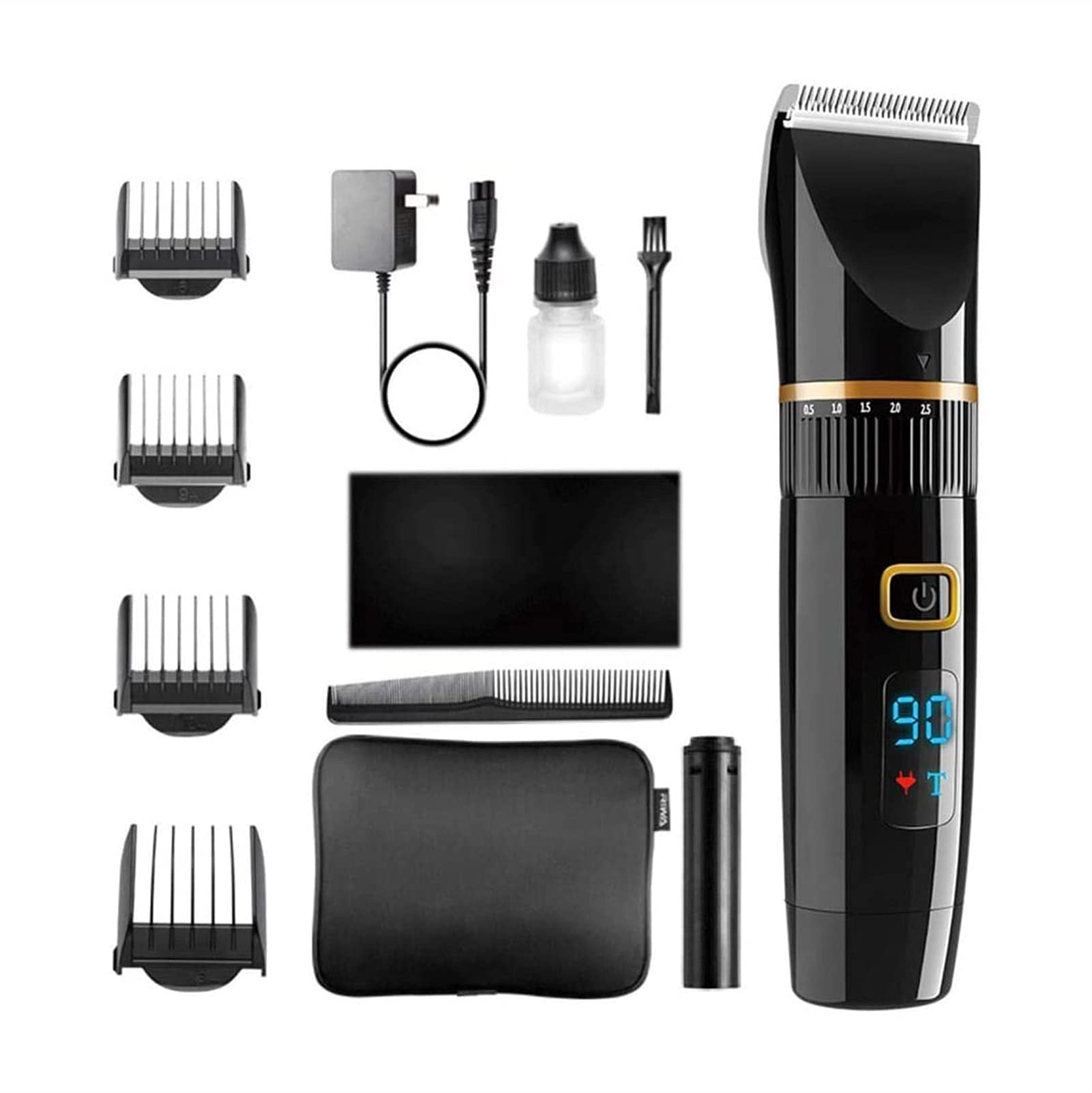 Zinhsq Professional Hair Clippers - Rechargeable Cordless Hair & Beard Trimmer Kit with Titanium & Ceramic Blades, 5-Speed Adjustable, Waterproof for Wet/Dry Cutting - Includes Barber Cape & Travel Bag - Perfect for Home Grooming, Salon Use & Travel
