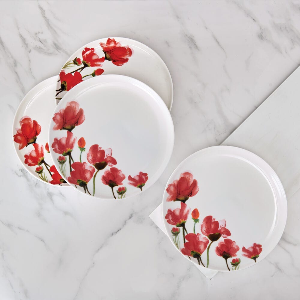 Keira 4-Piece Dinner Plate Set - Elegant Porcelain Plates for Dining, Entertaining & Everyday Use - Perfect for Restaurants, Home Kitchens & Special Occasions