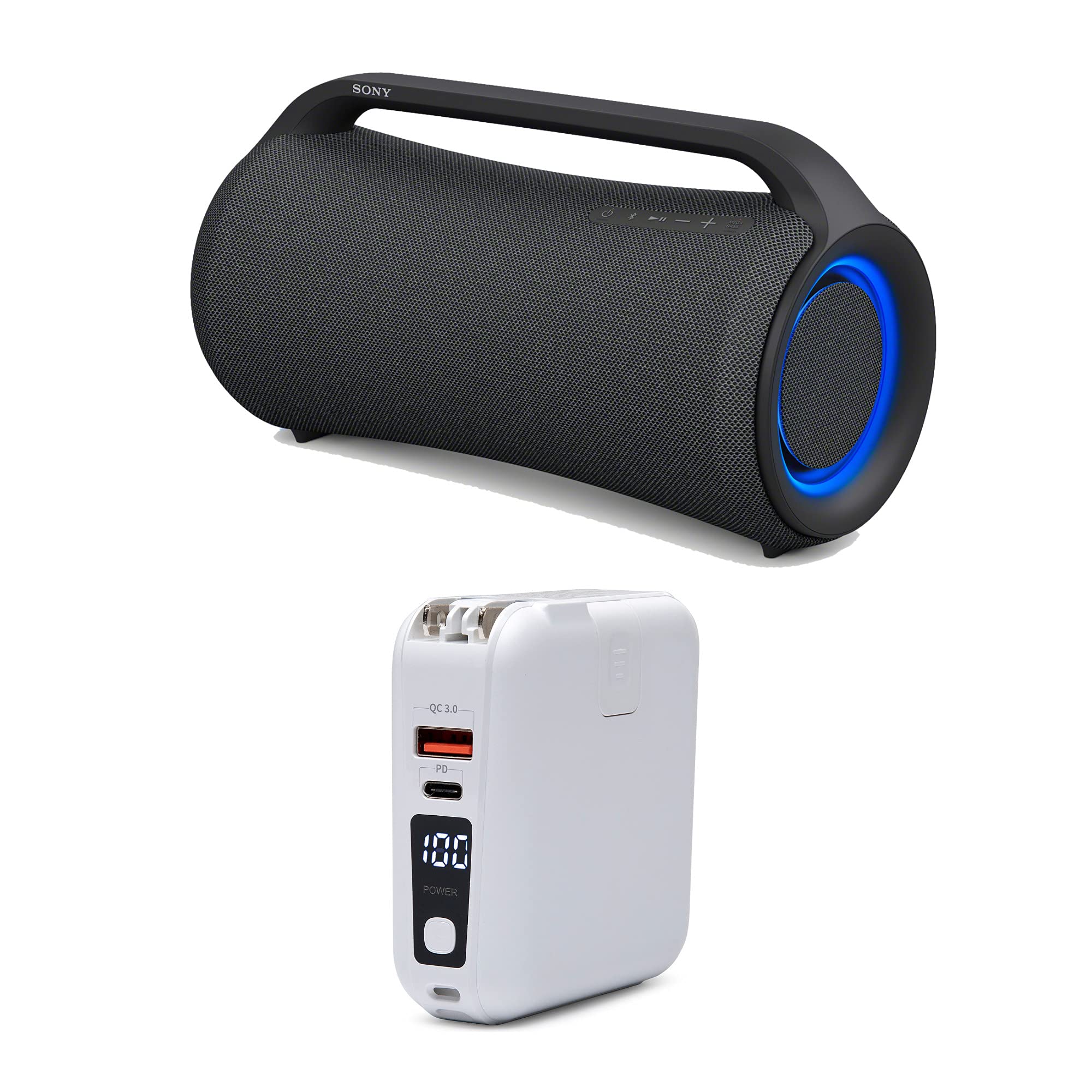 Sony XG500 X-Series MEGA BASS Portable Bluetooth Wireless Speaker & 15,000mAh LED Display 18W PD Power Bank with AC Adapter - Perfect for Outdoor Parties, Travel, and Emergency Charging