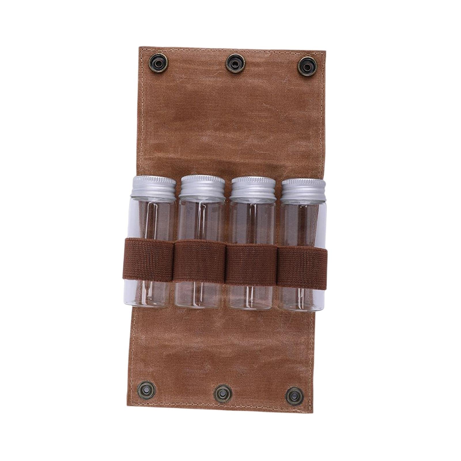 Portable Canvas Spice Holder for Hiking, Camping & BBQ - 4 Bottle Seasoning Organizer Set | Perfect for Outdoor Cooking, Backpacking & Picnics