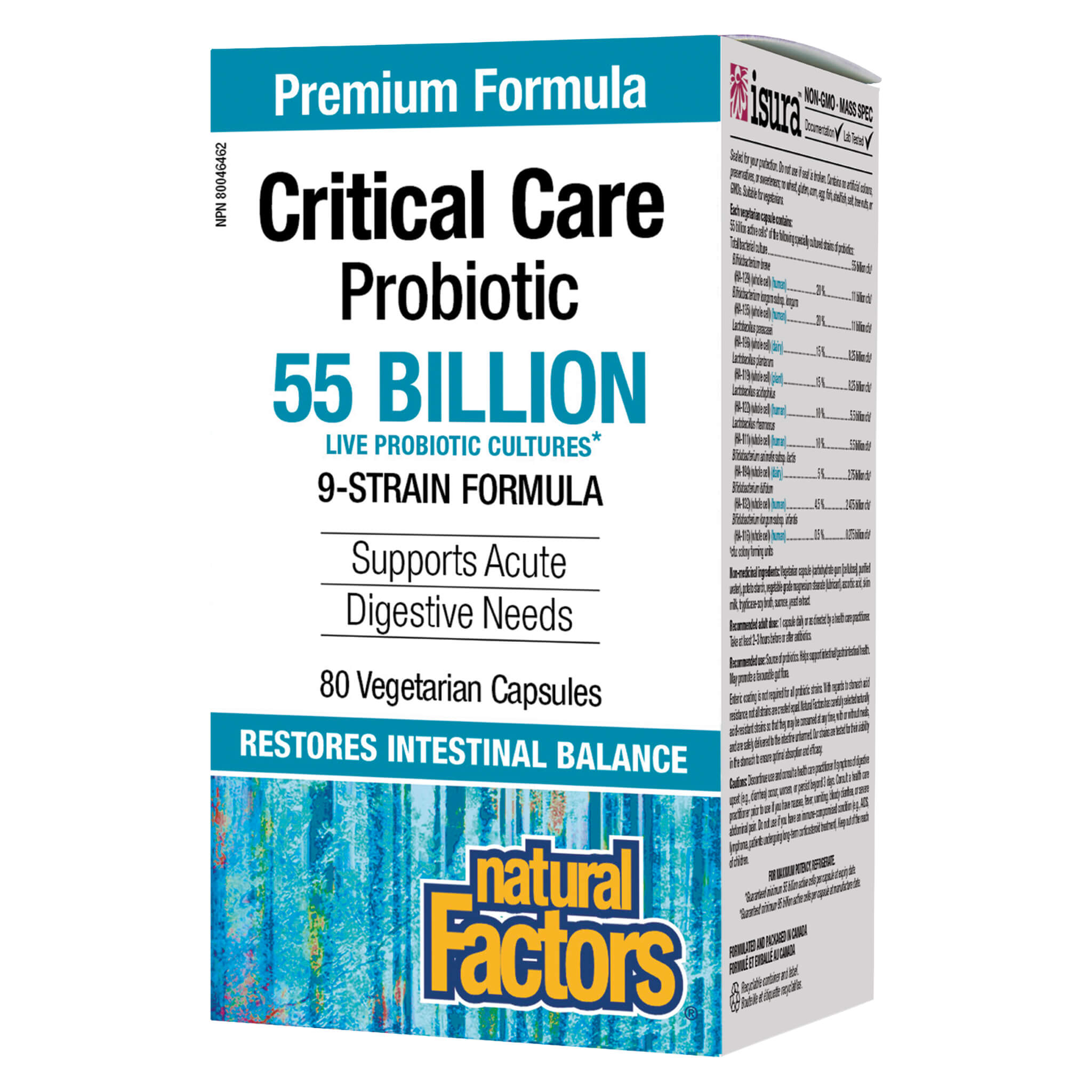 Critical Care Probiotic 55 Billion CFU - Premium Digestive Support Supplement for Gut Health & Immune System - Ideal for Travel, Antibiotic Recovery & Daily Wellness