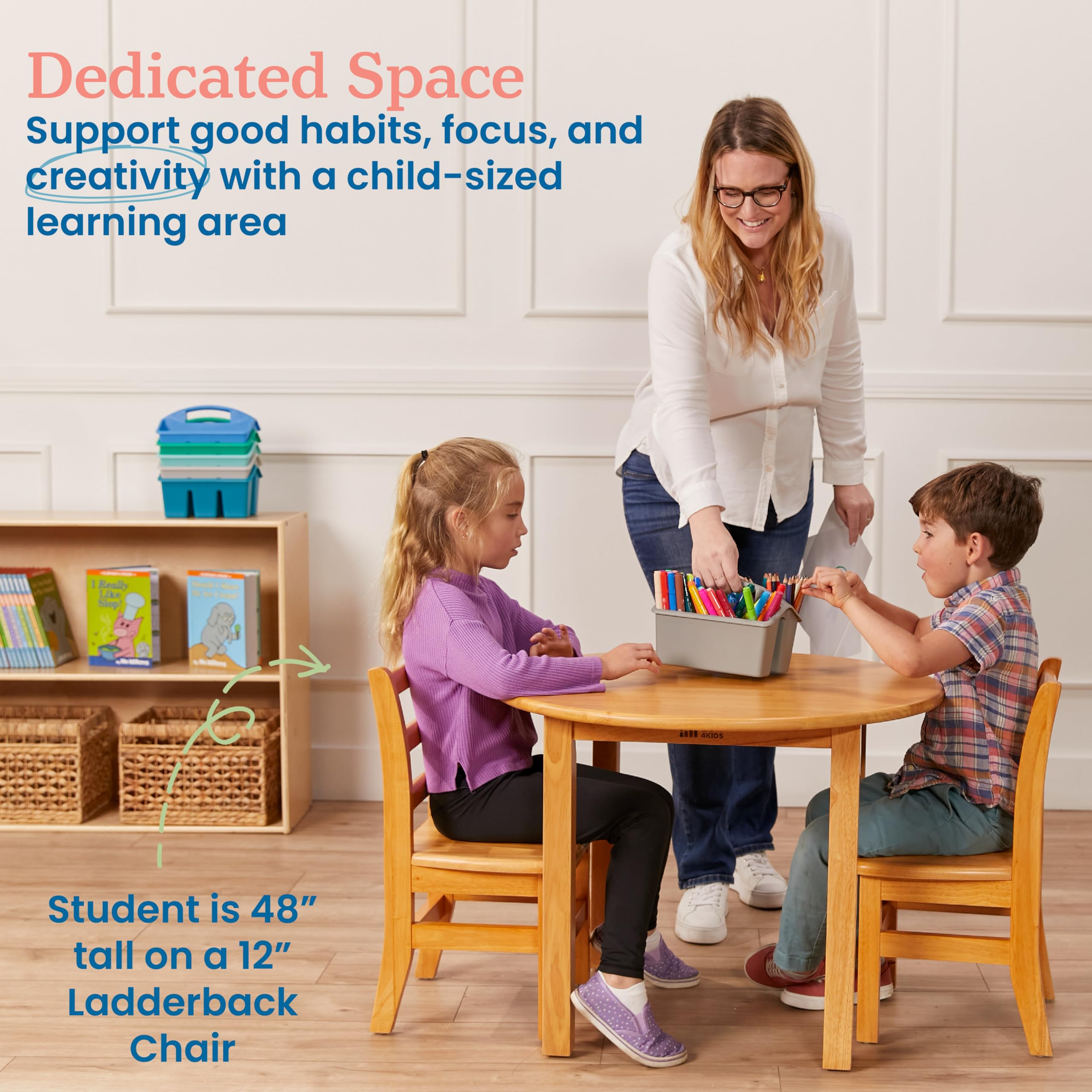 ECR4Kids 30 Inch Round Hardwood Kids Table with 22 Inch Legs - Natural Honey Finish - Durable Children's Furniture for Classroom, Playroom & Home Learning