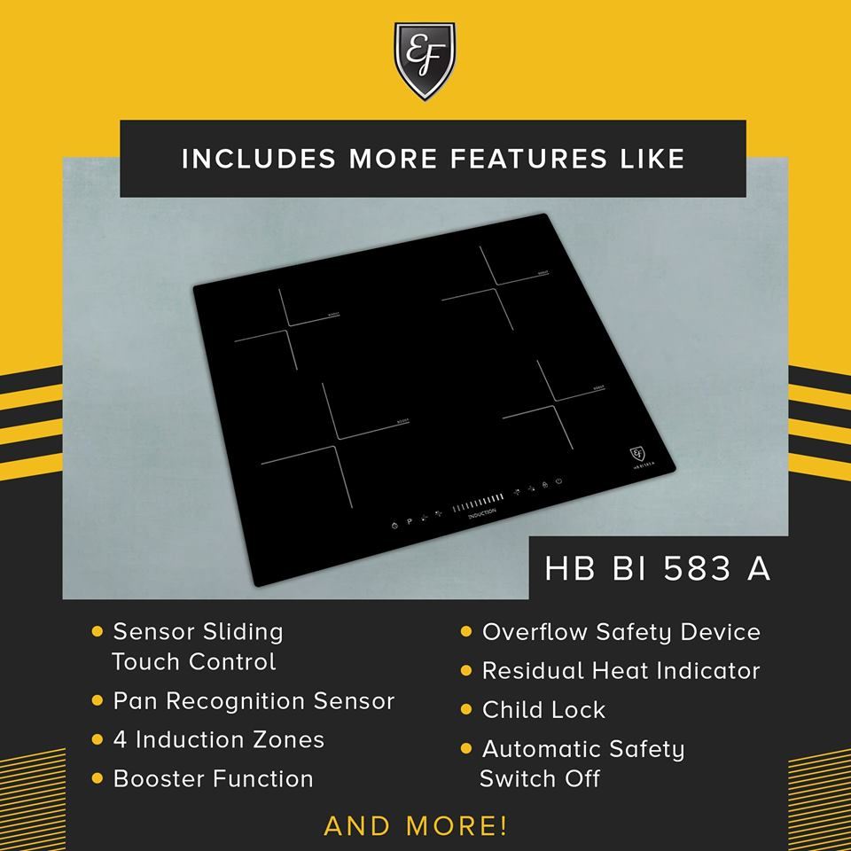 EF HB BI 583 A 60cm Built-In Ceramic Induction Hob - Modern Kitchen Appliance for Fast & Efficient Cooking | Perfect for Home Chefs & Small Kitchens