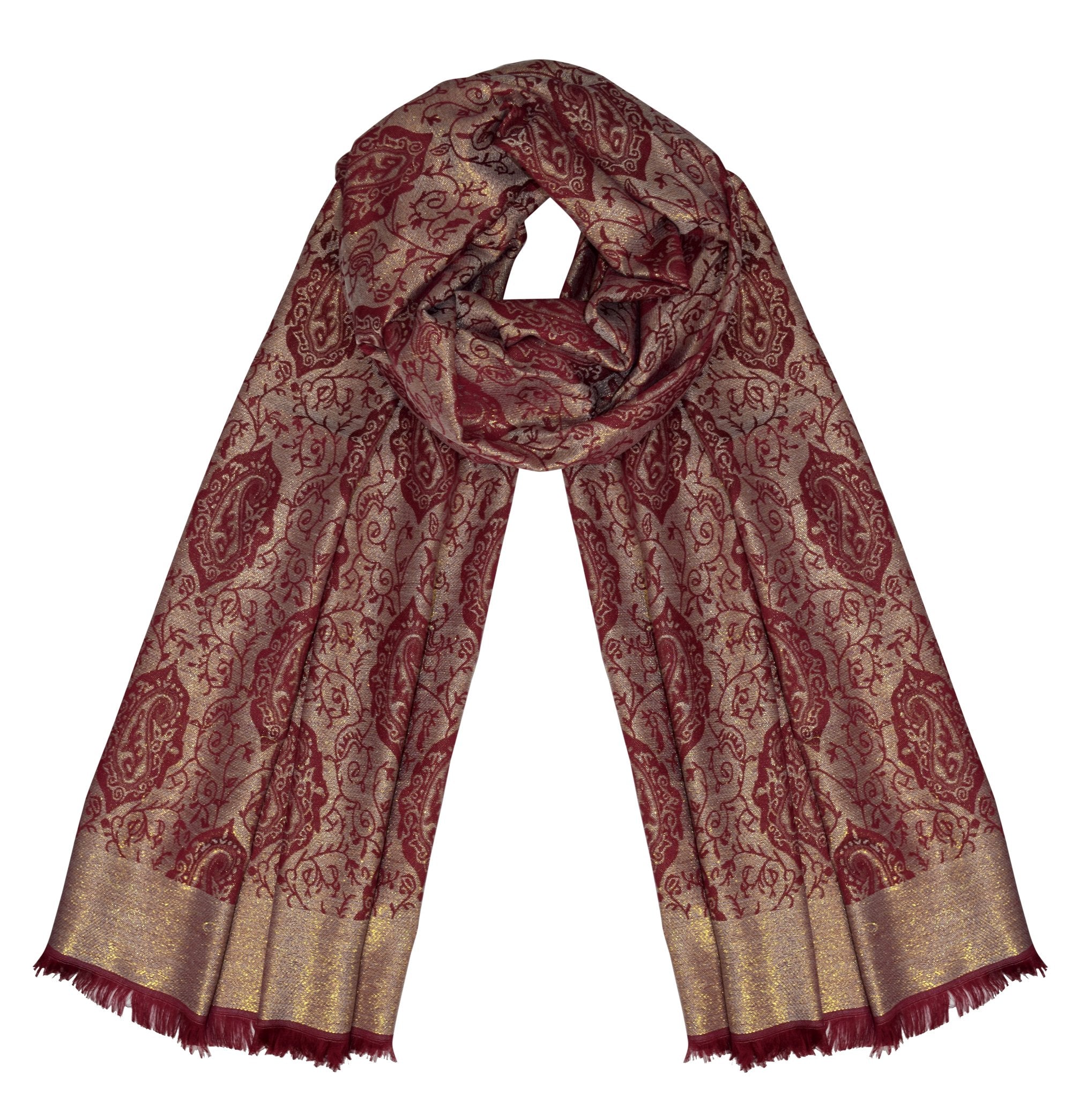 Stylish Reversible Metallic Paisley Shawl Wrap - Women's Fashion Pashmina Scarf for Evening Parties, Weddings & Special Occasions
