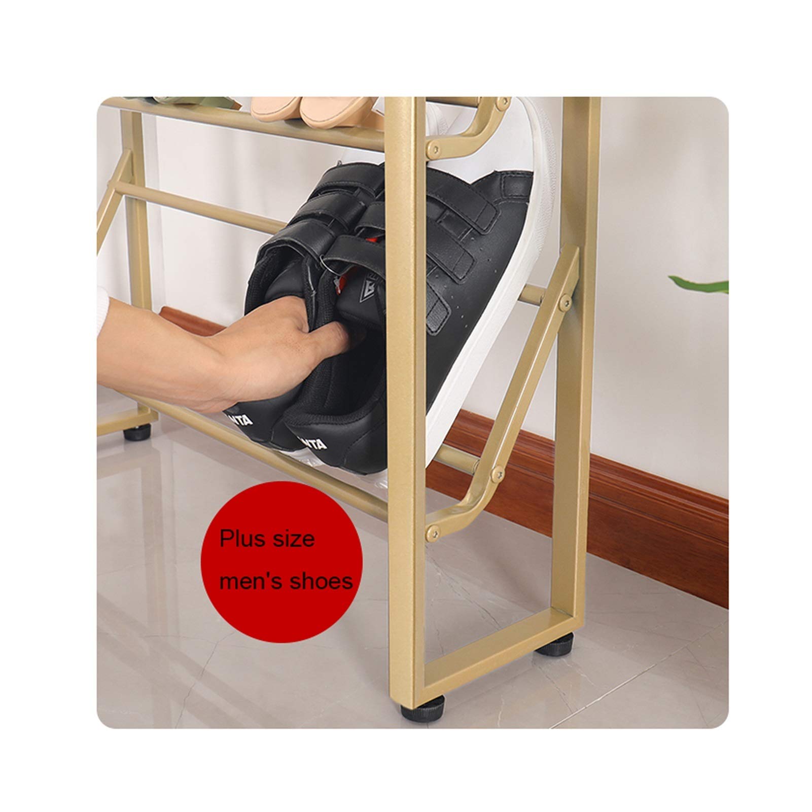 4-Tier Stackable Metal Shoe Rack - Heavy Duty Shoe Storage Organizer for Entryway, Living Room, Hallway & Cloakroom - Space Saving Shoe Shelf for Sneakers, Boots & Heels (Size C) - Perfect for Small Apartments & Closet Organization