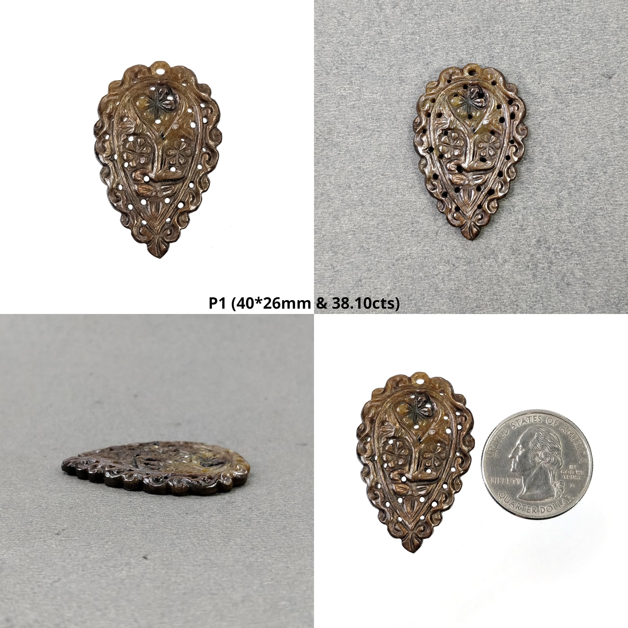 Natural Untreated Golden Brown Chocolate Sapphire Gemstone - Hand Carved Pear Shape Carving for Jewelry Making, Engagement Rings & Unique Gift Ideas