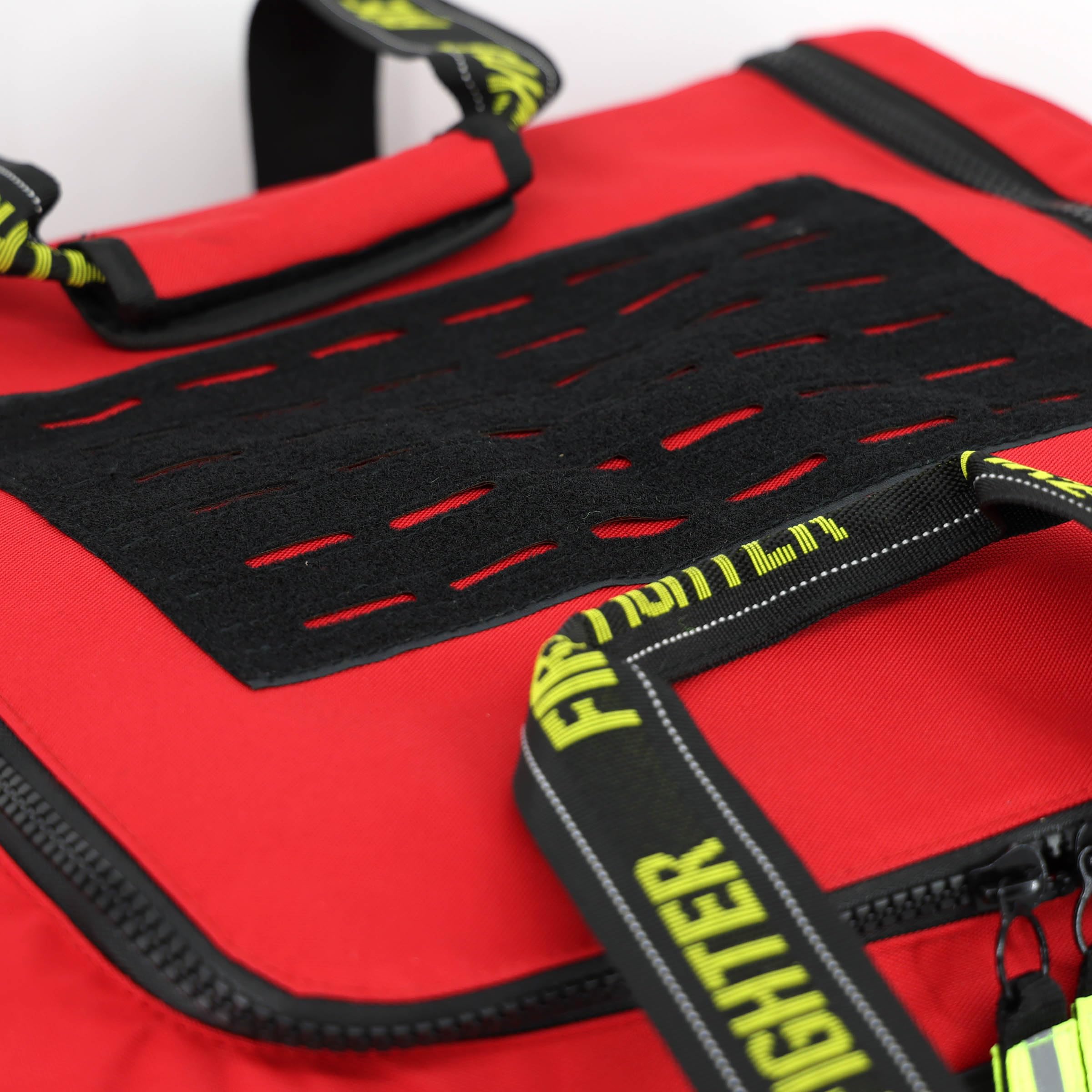 Premium Firefighter Turnout Gear Bag with Glove Strap & SCBA Mask - Captain's Bundle (Red) - Durable Firefighting Equipment for Emergency Response & Station Storage