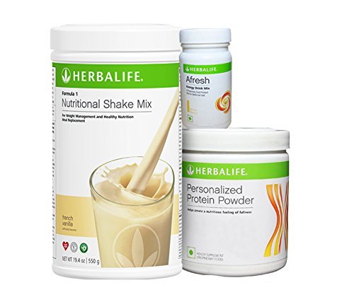 Herbalife Vanilla Shake Mix - Weight Loss Meal Replacement (Formula 1 Vanilla Shake 500g, Protein Powder 200g, Afresh Lemon 50g) - Healthy Breakfast & Post-Workout Nutrition for Active Lifestyles