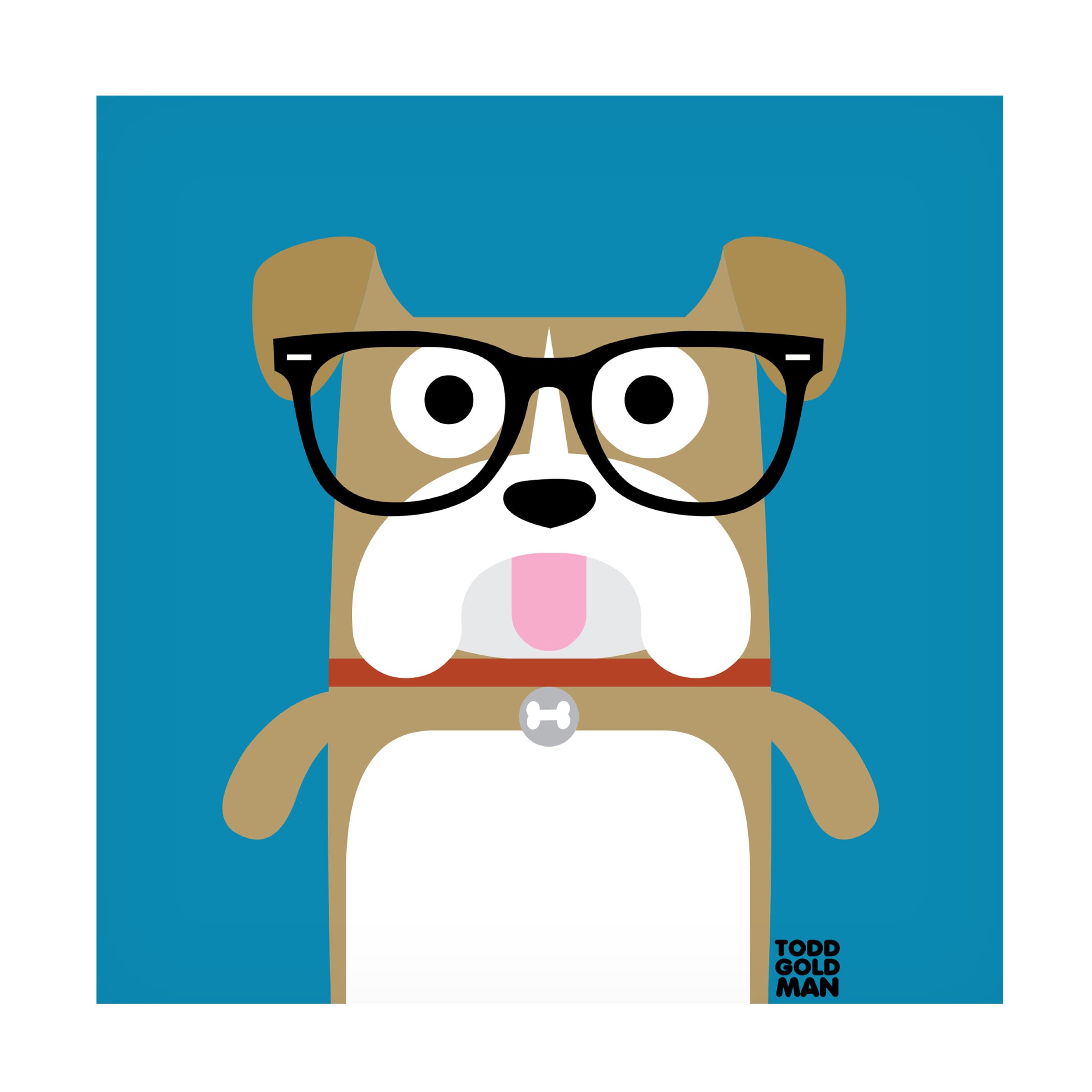 Trademark Fine Art 'Bow Wow Bulldog' Canvas Wall Art by Todd White | Hand-Painted Dog Portrait for Living Room, Bedroom & Office Decor