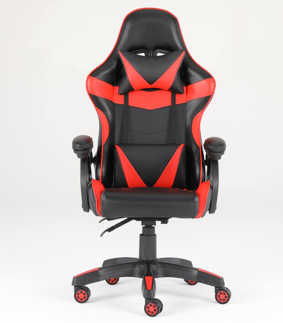 Ergonomic Gaming & Office Chair with Headrest & Lumbar Support - Reclining Racing Style Computer Chair for Adults, Men, Women & Teens - Perfect for Home Office, Gaming Setup & Study Room (Red)