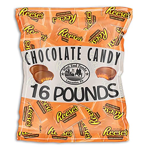West End Foods Milk Chocolate & Peanut Butter Cups Snack Size - 16 Pound Bulk Pack (Individually Wrapped) - Perfect for Office Snacks, Party Favors & Halloween Treats