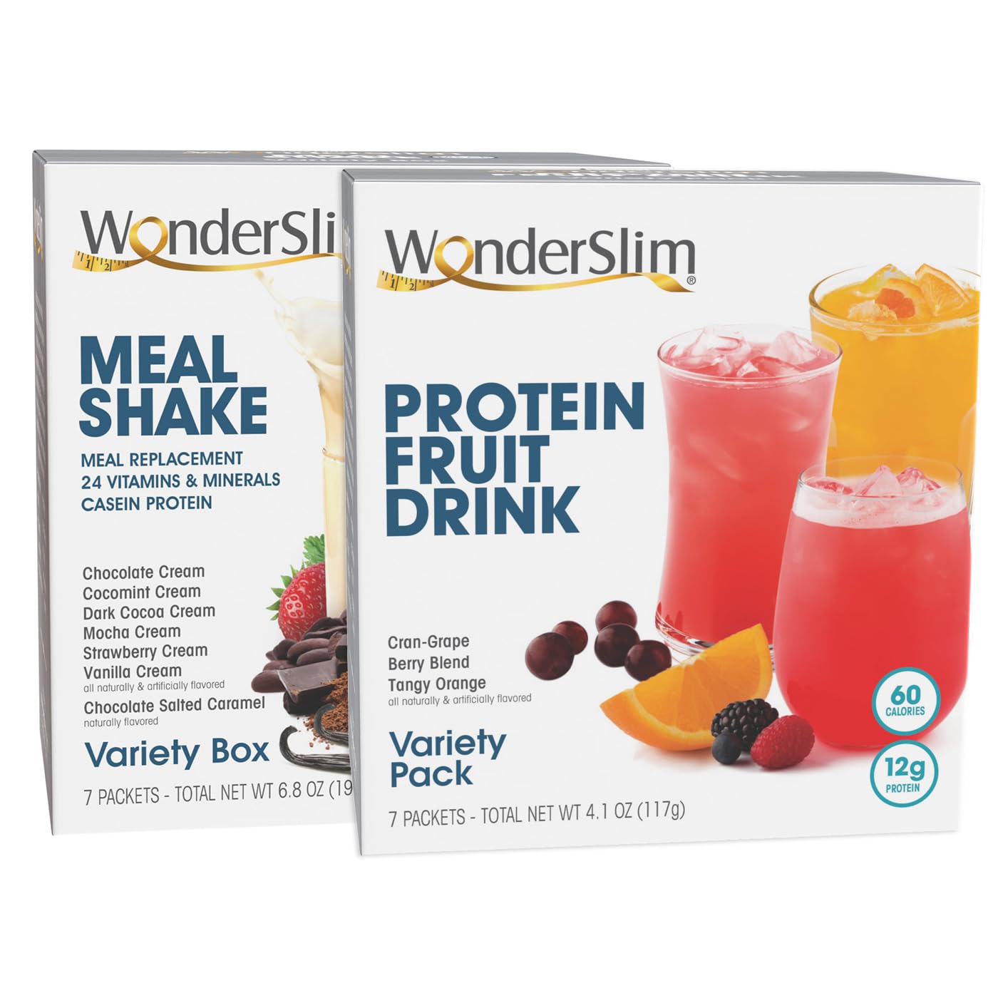 WonderSlim Meal Replacement Shake & Fruit Drink Bundle - Protein Powder for Weight Loss & Energy Boost - Perfect for Breakfast, Post-Workout & On-the-Go Nutrition