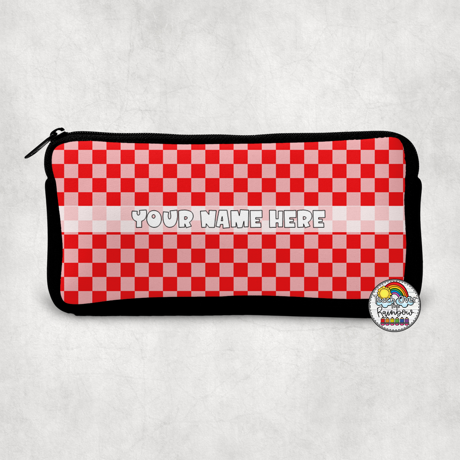 Plain Checkered Small Pencil Bag for School, Office & Travel - Stylish & Functional Pouch for Pens, Markers & Art Supplies
