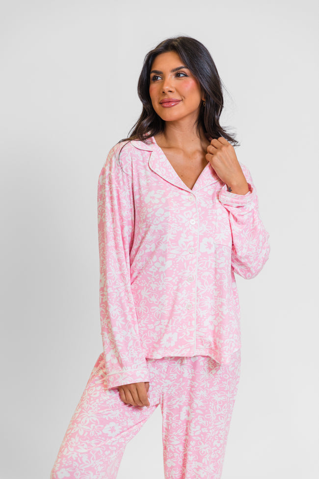 Kathy Floral Button-Up Pajama Top for Women - Soft Sleepwear & Loungewear - Perfect for Relaxing at Home, Vacation Getaways & Cozy Nights