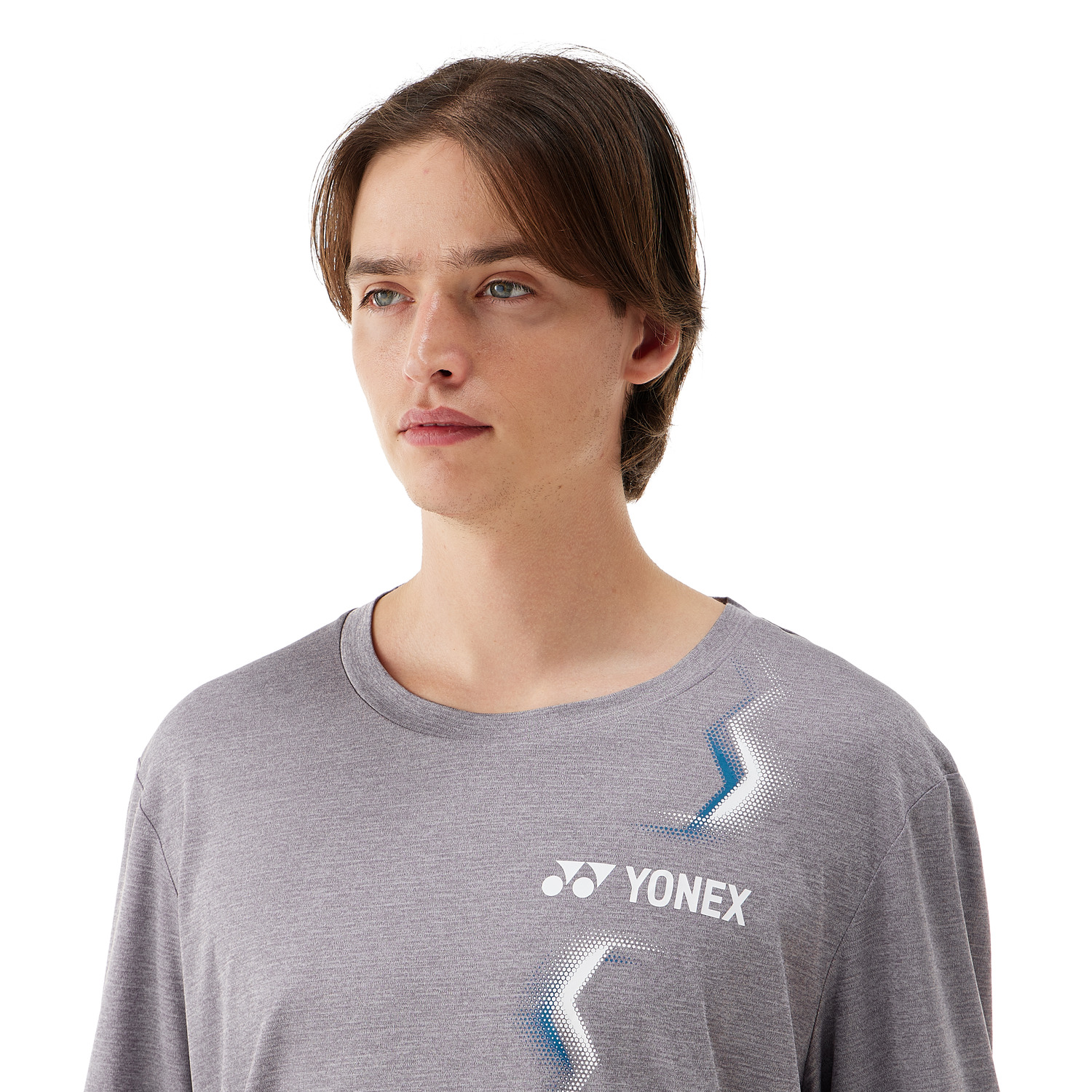 Yonex Men's Fitted Long Sleeve Sports Shirt 16807 - Gray Athletic Performance Top for Tennis, Badminton & Gym Workouts