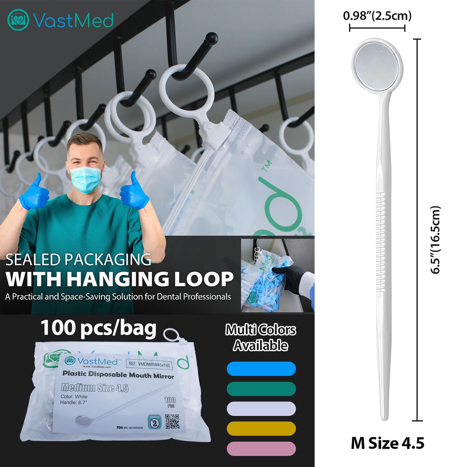 200-Pack Dental Grade Disposable Mouth Mirrors - Anti-Fog Plastic Dental Instruments with Handles for Dentists & Oral Exams | Perfect for Dental Clinics, Teeth Cleaning & Orthodontic Procedures