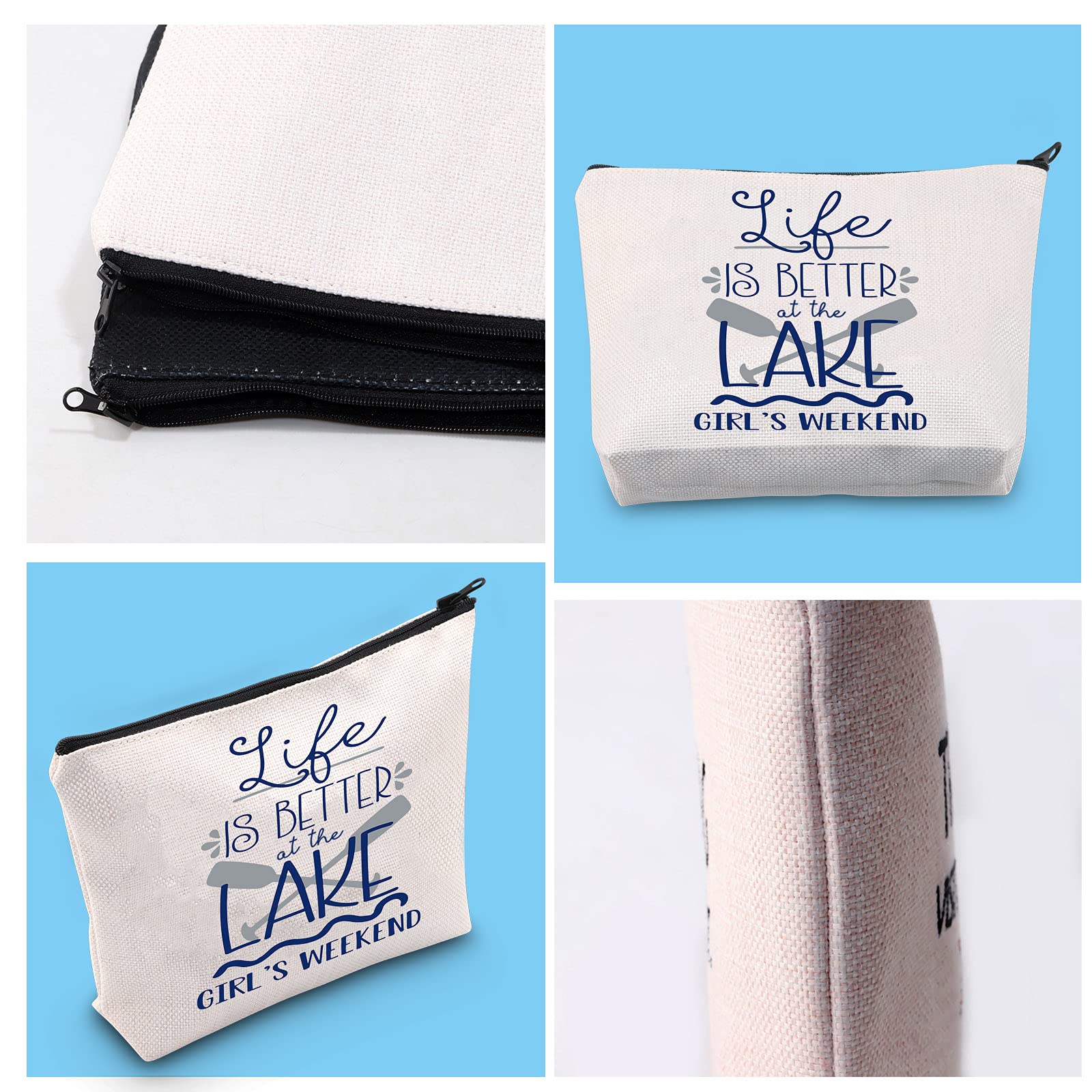 GJTIM Lake-Themed Makeup Bag - Perfect Weekend Getaway & Bachelorette Party Gift (Life Is Better At The Lake) - Ideal for Travel, Cosmetics Storage & Girls' Trips