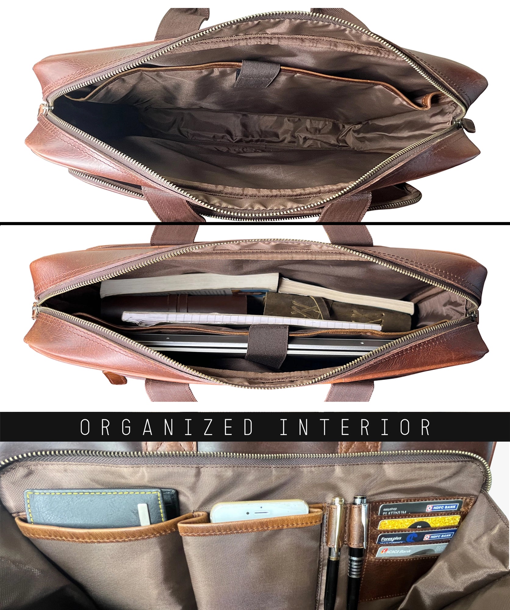 Premium Genuine Leather Briefcase for Men - Professional Laptop Messenger Bag for Business, Office & Travel - Perfect for Work Commute & Business Trips
