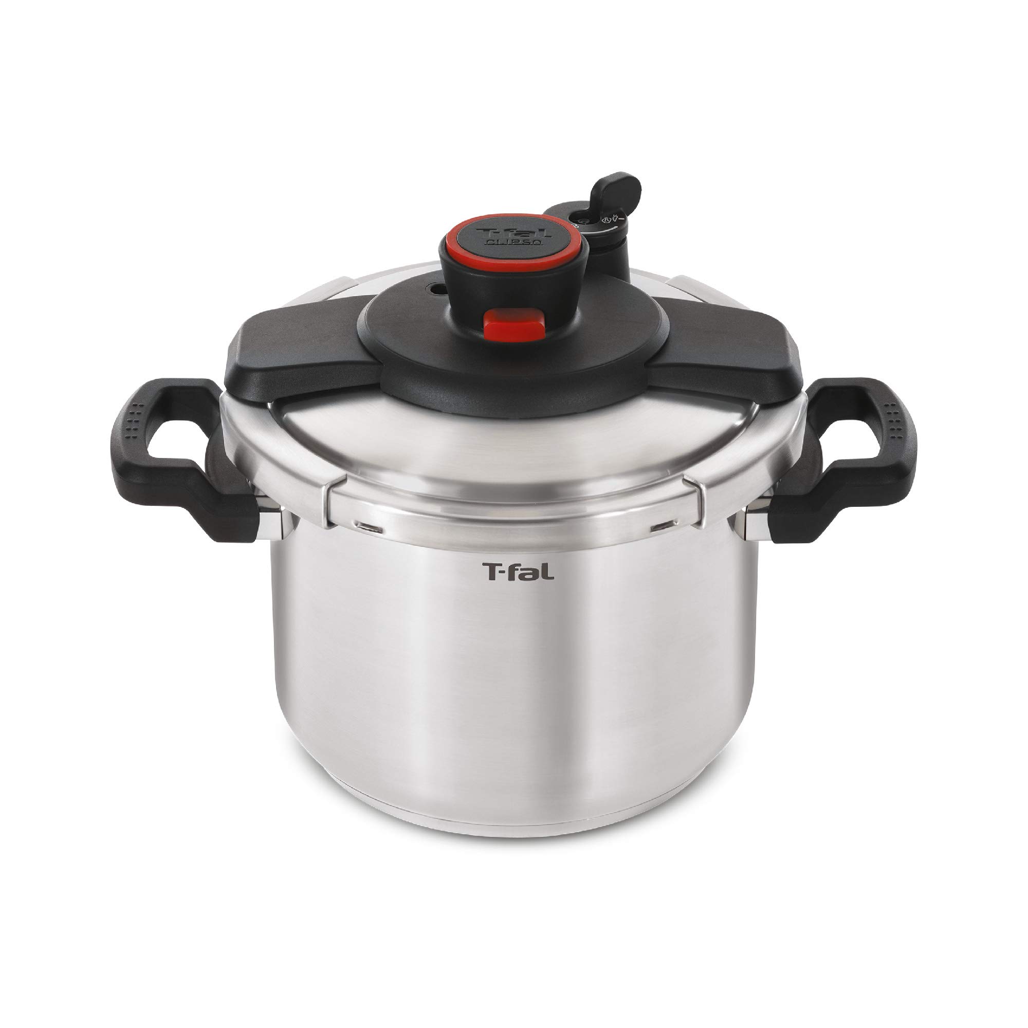 T-fal P45009 Clipso Stainless Steel Pressure Cooker - 8 Quart, Silver | Dishwasher Safe, PTFE & PFOA Free, 12-PSI | Perfect for Fast Cooking, Meal Prep & Large Family Dinners