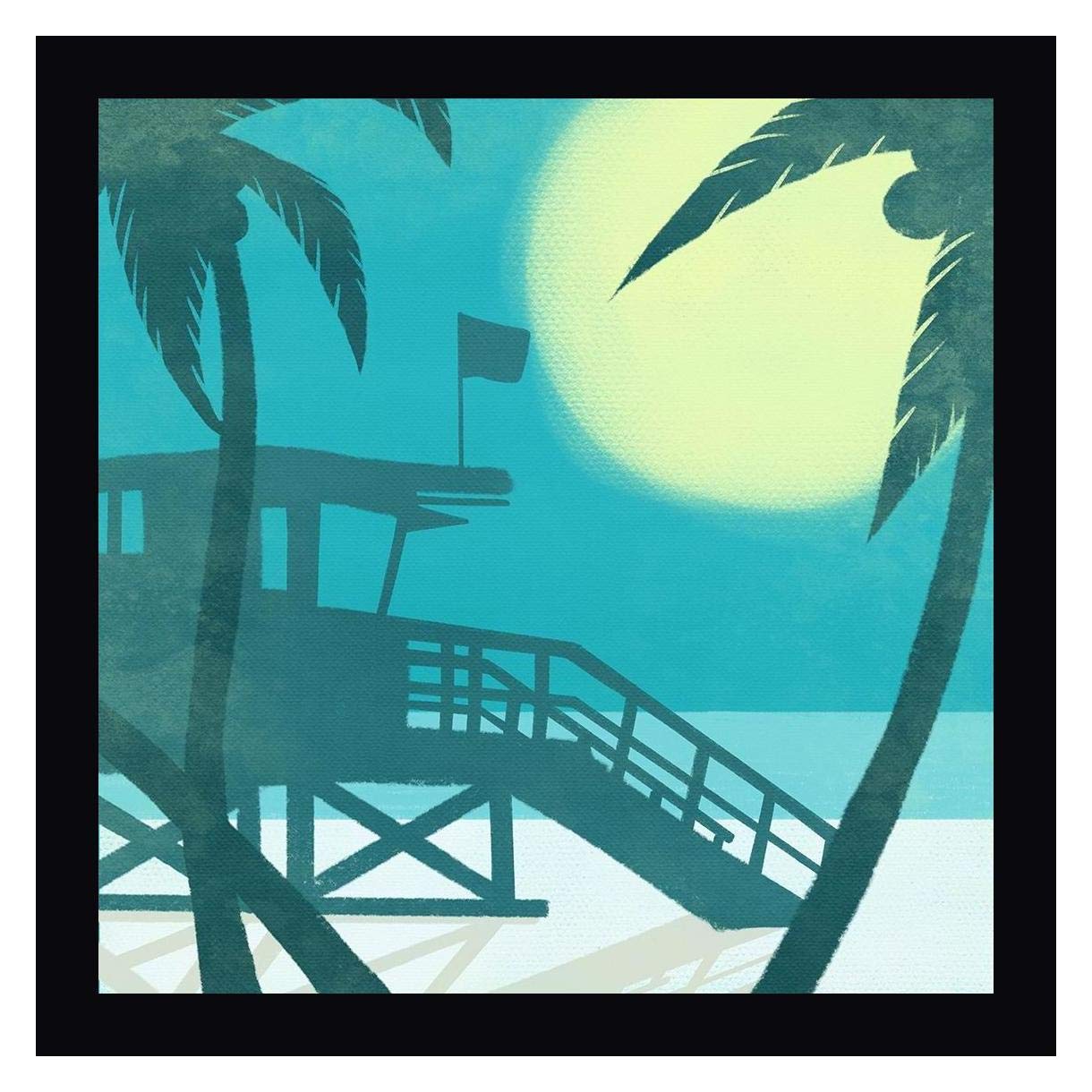 Marcus Prime Coastal Fun 2 - 20x20 Inch Framed Canvas Wall Art with Black Wood Frame - Ready to Hang - Perfect for Beach House, Living Room & Office Decor