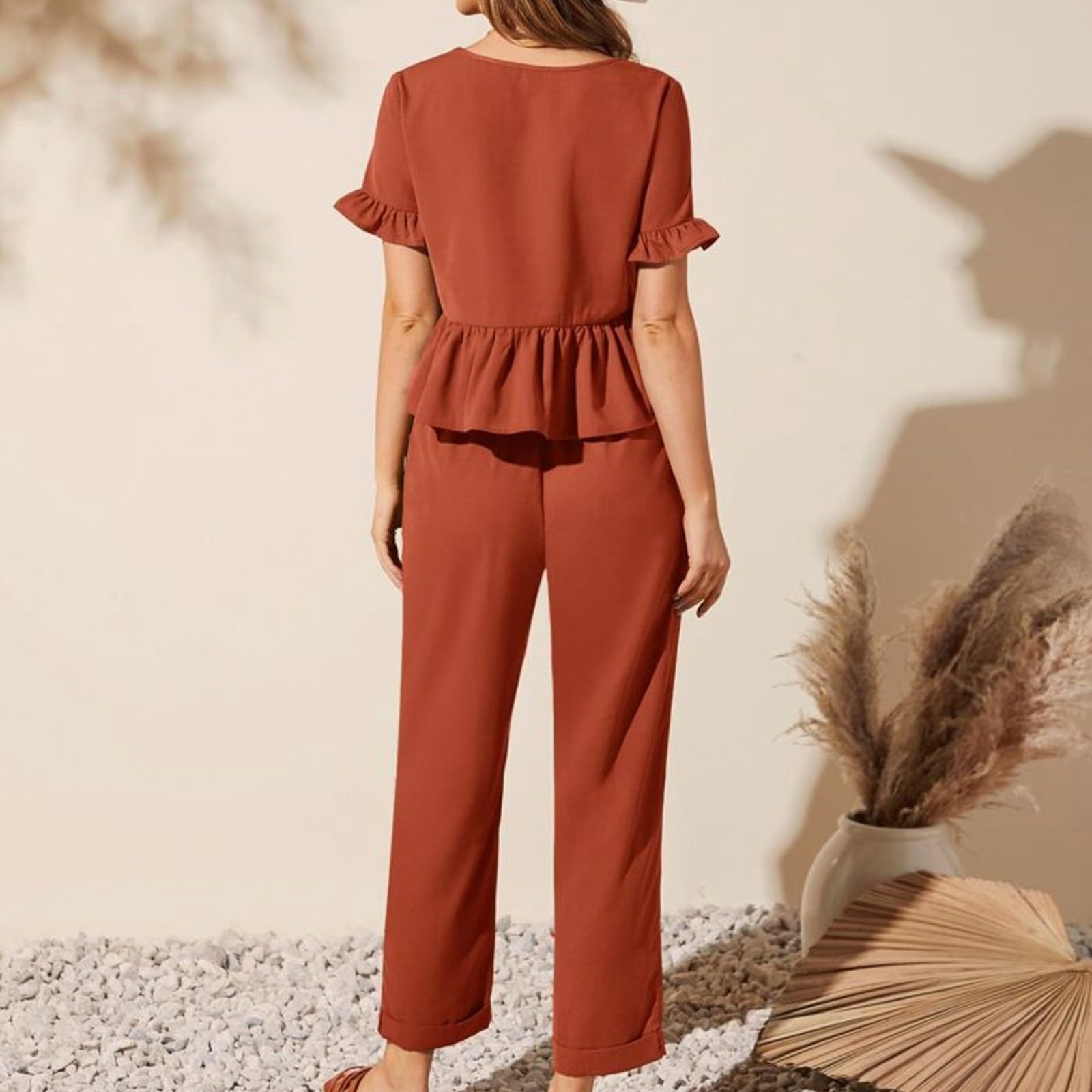 Women's 2-Piece Outfits - Long Sleeve Knit Sweater Top & Wide Leg Pants Lounge Set | Comfortable Tracksuit for Casual Wear, Work From Home & Relaxation