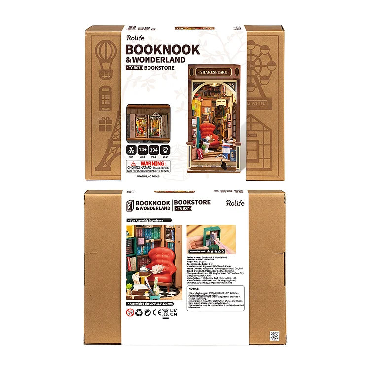 DIY Book Nook Kit - Miniature Bookstore Model for Bookshelf Decor | Creative Craft Project for Book Lovers & Home Decoration