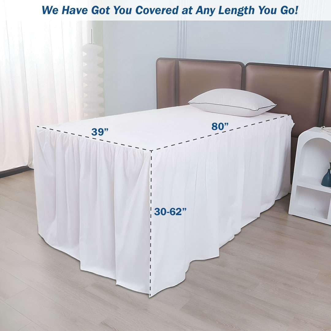 Twin XL Bed Skirt for College Dorm - 42 Inch Drop Microfiber Ruffled Bedding Skirt - Extra Long Twin XL Dorm Room Bed Skirt (White) - Perfect for Dorm Decor & Enhancing Bedroom Aesthetics