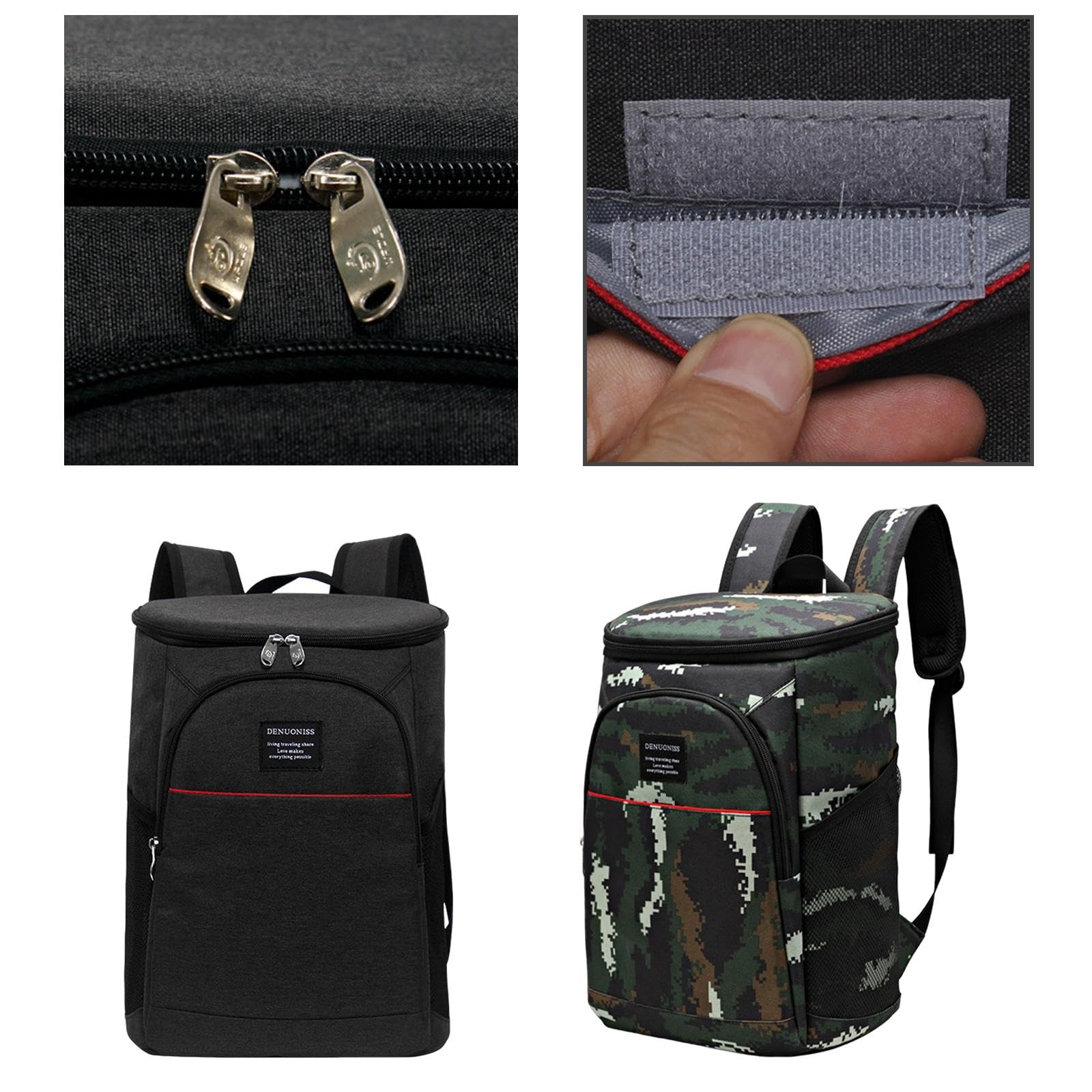 CALANDIS® Insulated Backpack Cooler with Adjustable Shoulder Straps - Thermal Lunch Bag for Picnic, Beach, Camping & Outdoor Activities - Black (1 Pack) | Perfect for Hiking, Tailgating & Travel