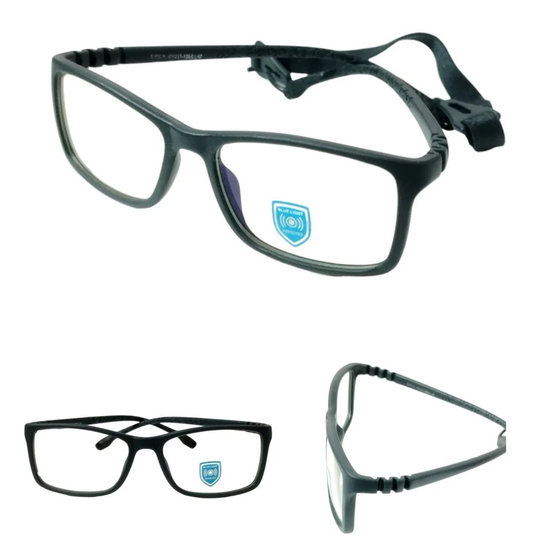 Unbreakable Kids Flexible Glasses with Adjustable Strap - Rectangle Frame for Ages 4-8 Years (Model S306) - Perfect for Sports, School & Outdoor Activities