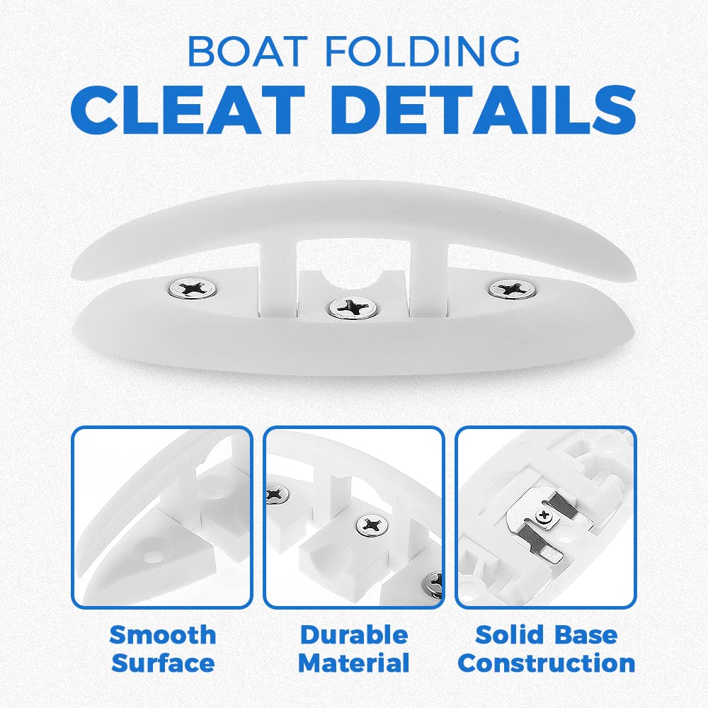 Yetaha 4 Pack Folding Boat Cleat - Heavy Duty Flip Up Dock Mooring Cleat with Mounting Screws for Marine Deck Rope (5.12 Inch) - Perfect for Boats, Kayaks, and Dock Accessories | Ideal for Securing Vessels, Kayak Storage & Marine Rope Management