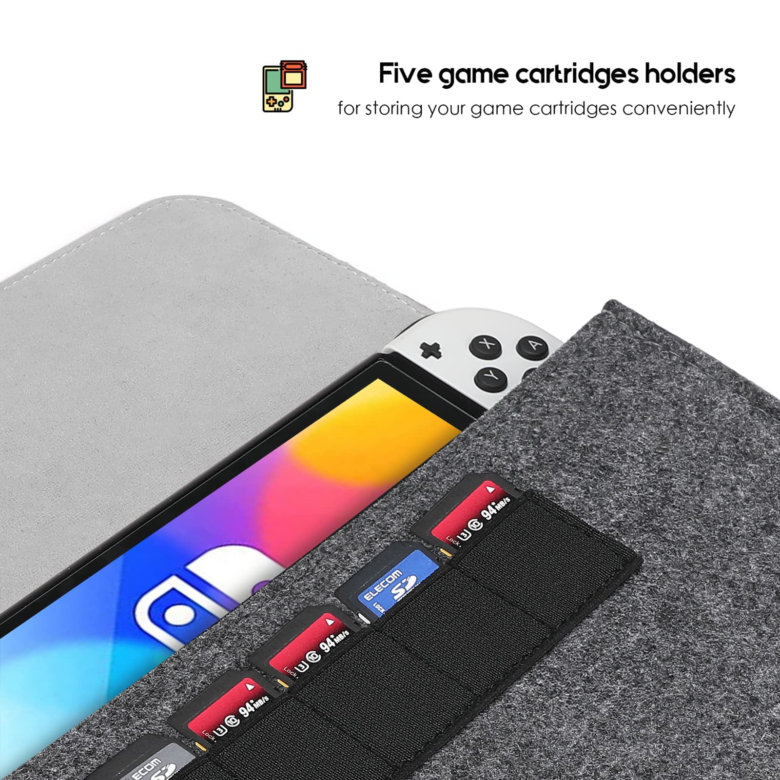 ProCase Nintendo Switch OLED Flip Cover Case with 2 Pack Tempered Glass Screen Protectors - Protective Bundle for Nintendo Switch OLED & Regular Switch Models - Perfect for Travel, Gaming On-The-Go & Console Protection