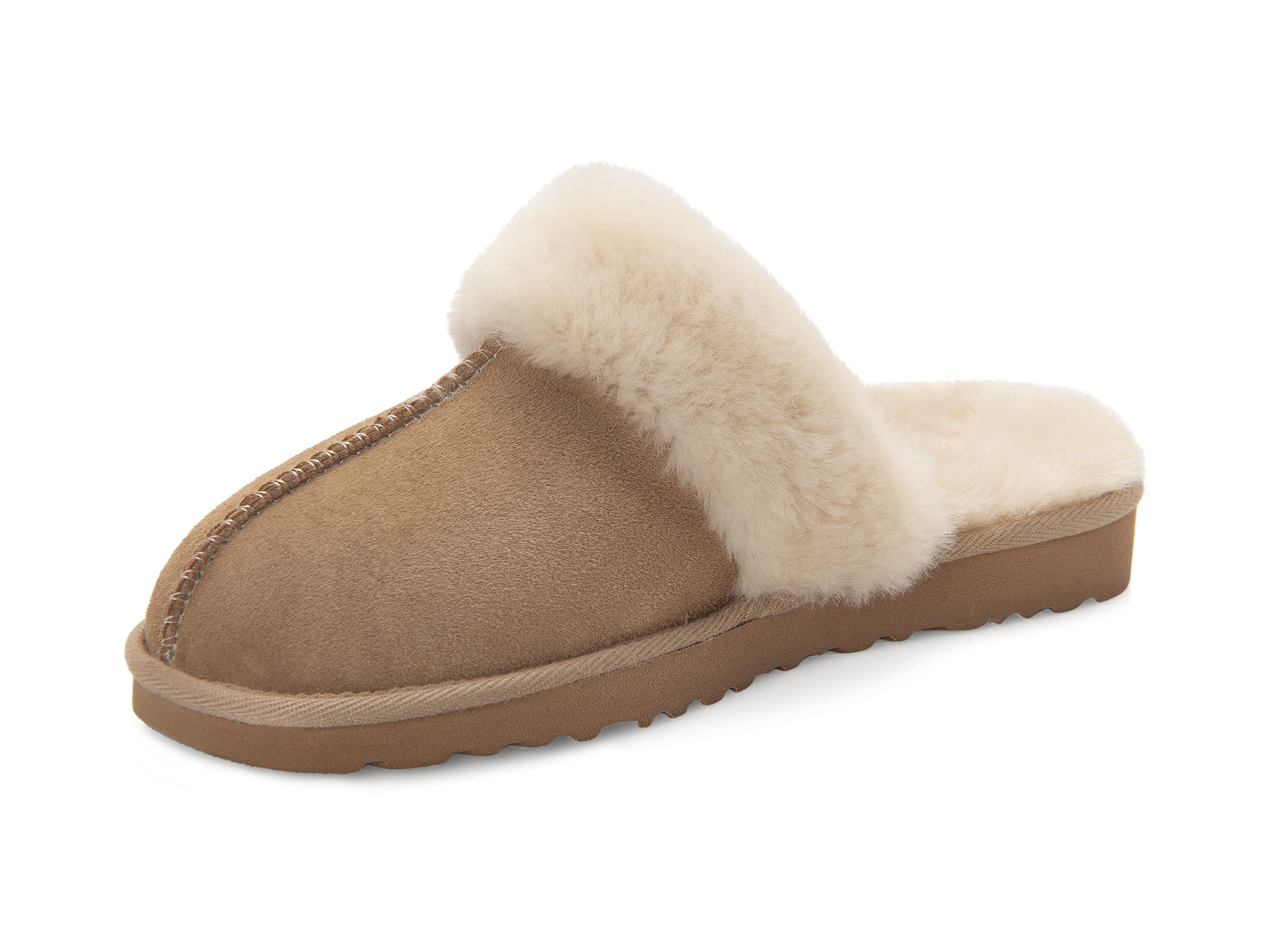 Zavelio Women's Sheepskin Slippers - Indoor Outdoor Cozy House Shoes with Leather Sole & Shearling Fur Lining - Perfect for Home, Office, and Winter Comfort
