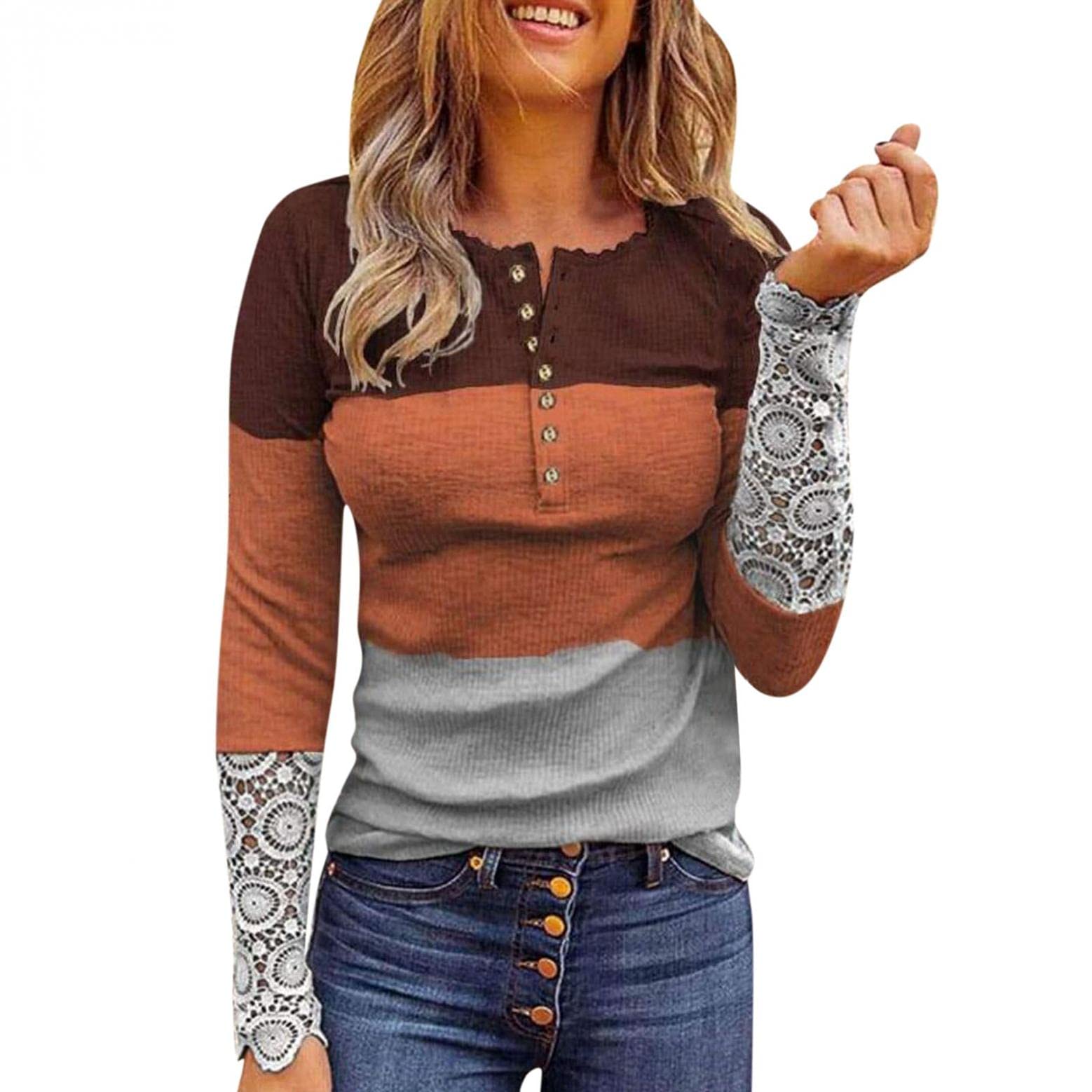 Women's Long Sleeve Henley Shirts - V-Neck Button Down Casual Ribbed Blouse Tops & Tunics | Perfect for Work, Date Night & Everyday Wear