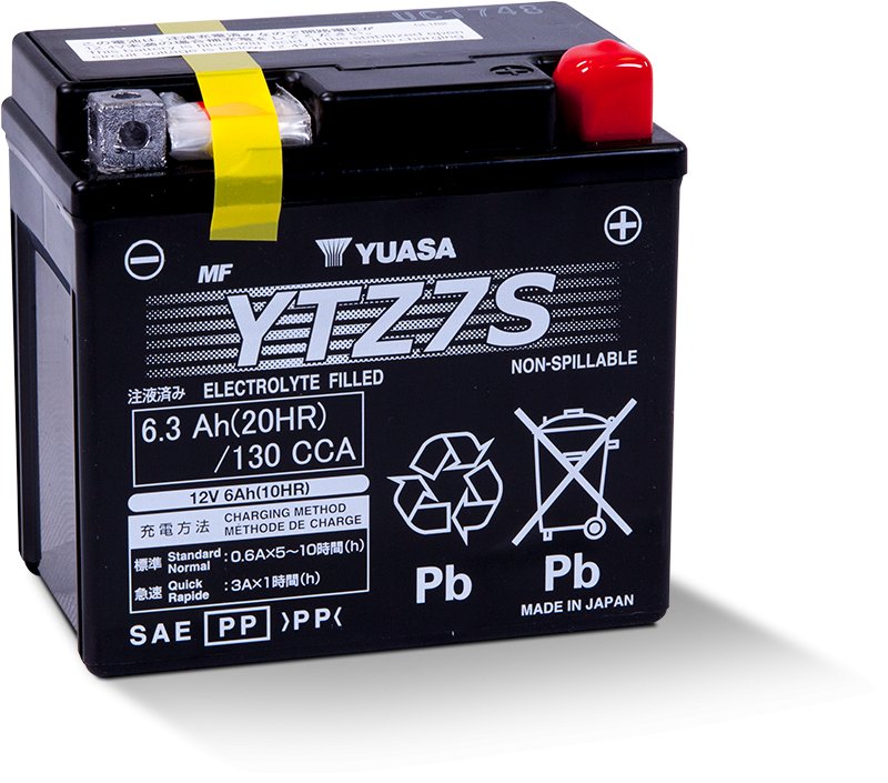 Yuasa YTZ7S Motorcycle Battery - 130 CCA, High Performance Powersports Battery for Honda, Yamaha, Suzuki & More - Perfect for Street Bikes, ATVs, and Off-Road Vehicles