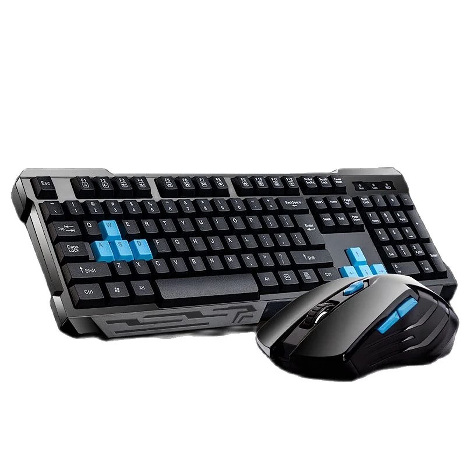 2.4GHz Wireless Keyboard and Mouse Combo - Ergonomic USB Cordless Keyboard with Optical Mouse for PC/Laptop - Perfect for Home Office, Gaming & Study (Black)