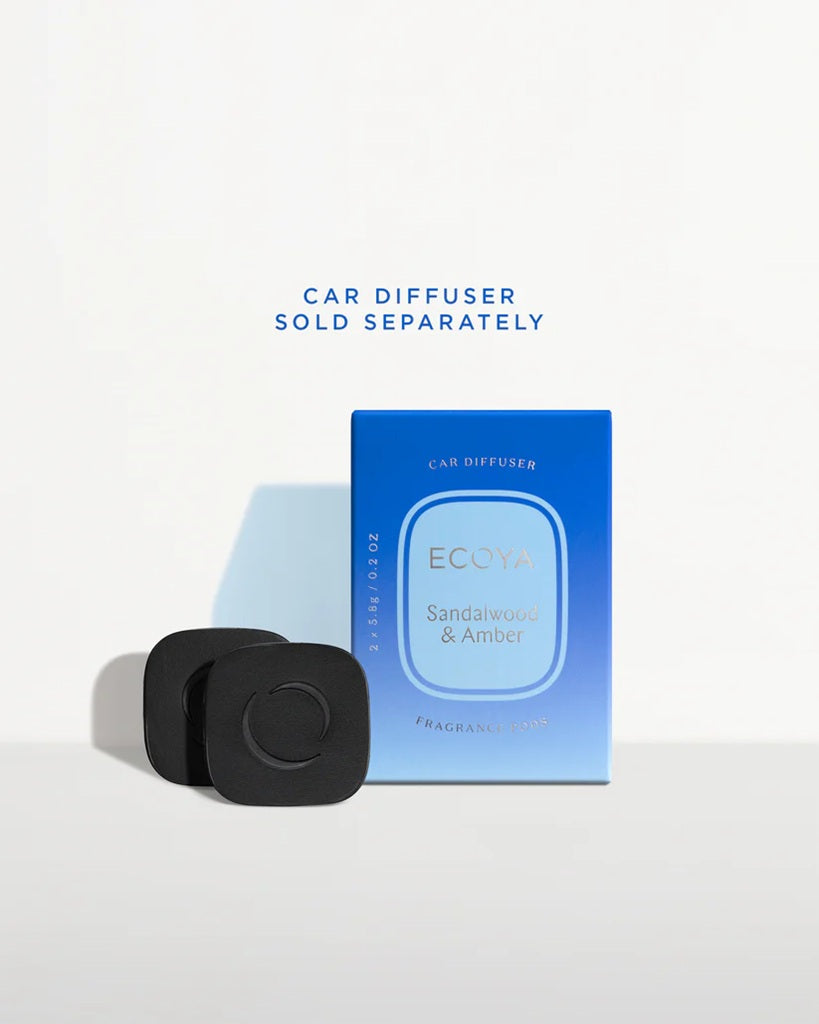 Ecoya Car Diffuser Refill - Sandalwood & Amber Scented Oil for Aromatherapy | Freshen Your Car, Office or Home | Long-Lasting Fragrance