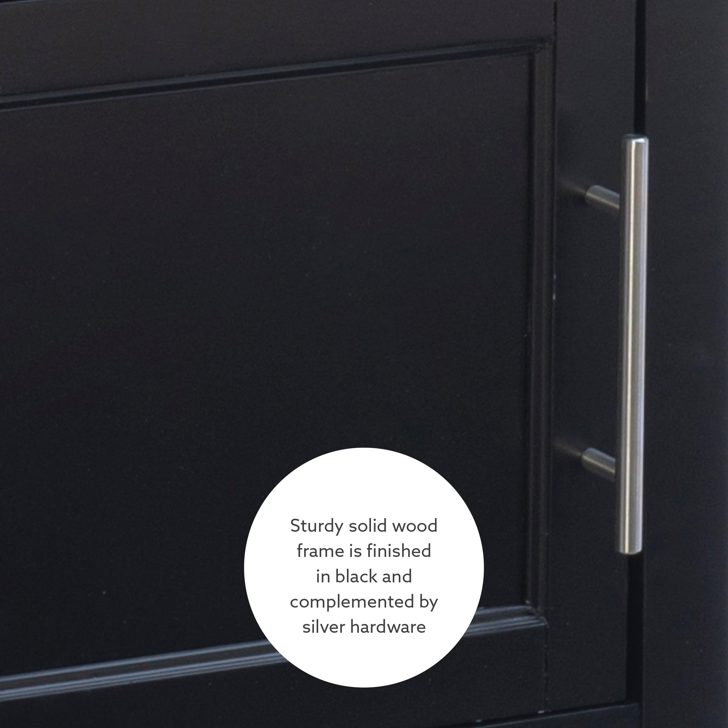 Linon Cayden Black Kitchen Cart - Rolling Island with Storage Shelves & Towel Rack for Small Spaces | Perfect for Kitchen Organization, Dining Room Serving, or as a Mobile Bar Cart