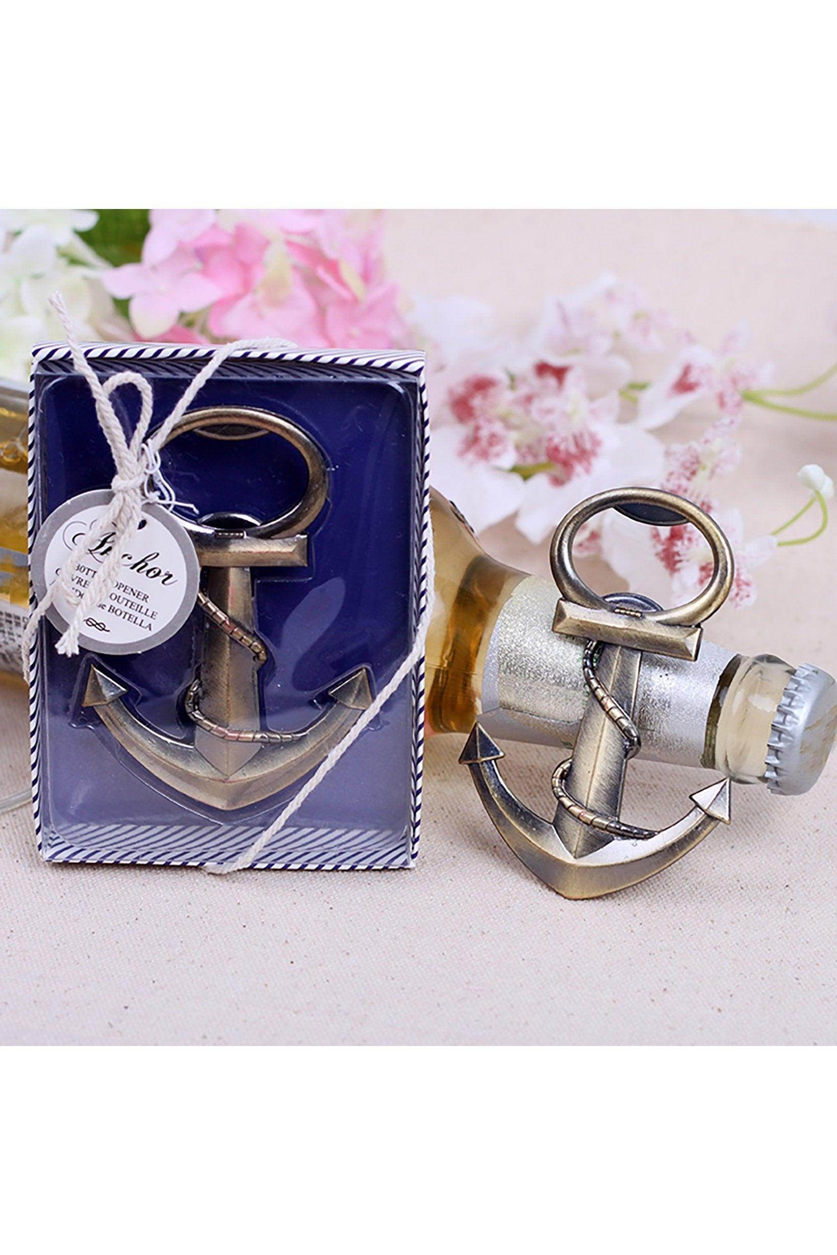 Premium Nautical Anchor Bottle Openers - Set of 6 Stainless Steel Beer Bottle Openers with Keychain, Perfect for Boating, Beach Parties & Home Bar Accessories (CGF0056)