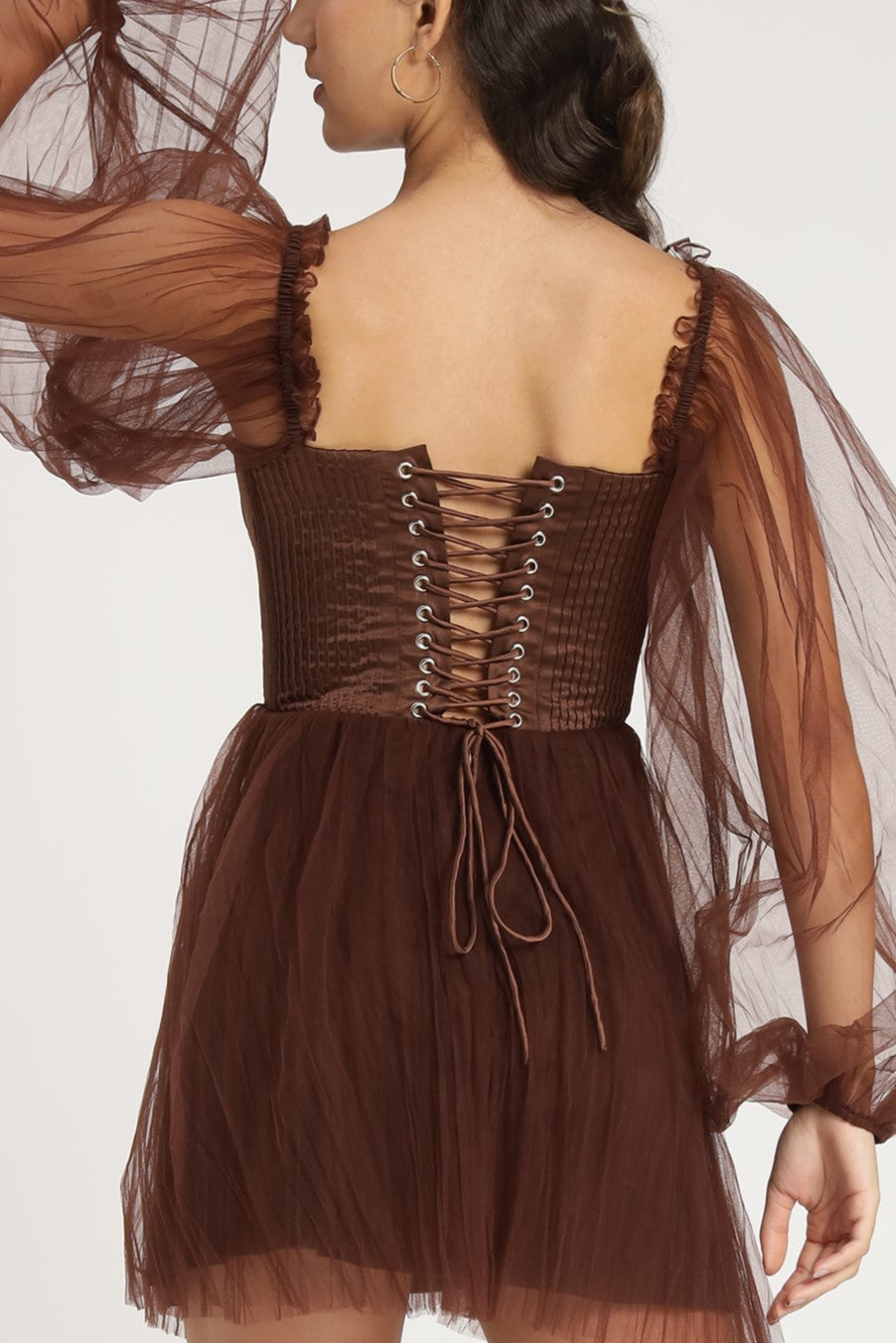 Tara Mini Dress in Coffee Brown - Elegant Women's Short Dress for Casual & Party Wear - Perfect for Date Nights, Cocktail Parties & Summer Outfits
