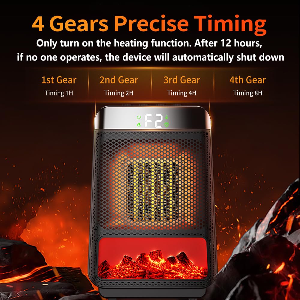 1000W Fast Ceramic Space Heater for Indoor Use - 2 Heating Modes & High Wind Capacity - 7 Safety Protections with 1-8 Hour Timer - Perfect for Bathroom, Bedroom & Office - Compact Mini Electric Heater for Winter Warmth & Energy Efficiency