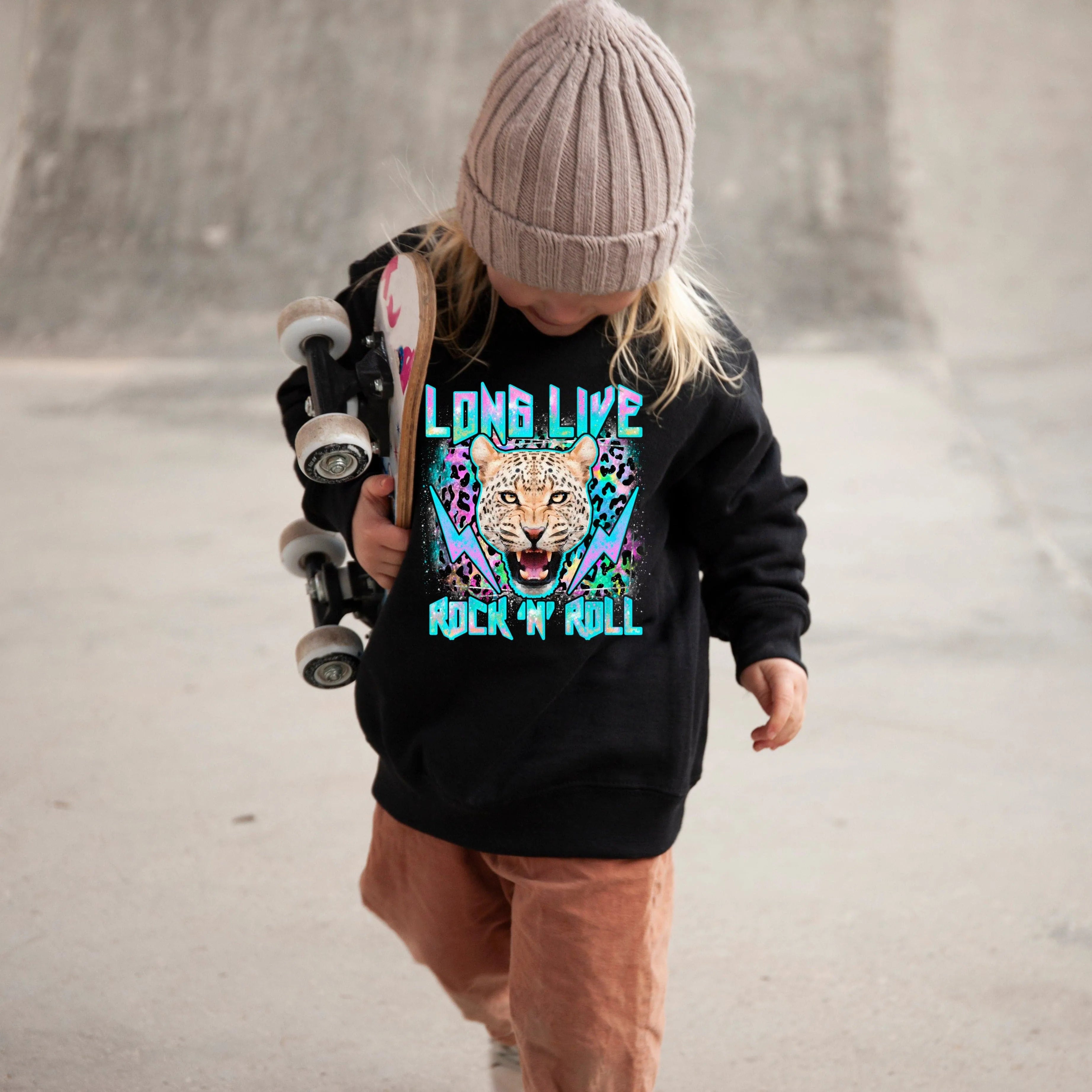 Long Live Rock 'N' Roll Kids Sweatshirt - Vintage Rock Music Graphic Hoodie for Boys & Girls - Perfect for Concerts, School & Casual Wear