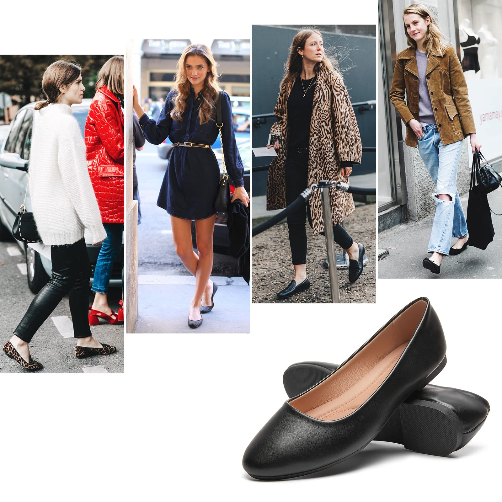 Hash Bubbie Women's Ballet Flats - Comfortable PU Leather Slip-On Dress Shoes for Women | Perfect for Office, Wedding & Casual Wear