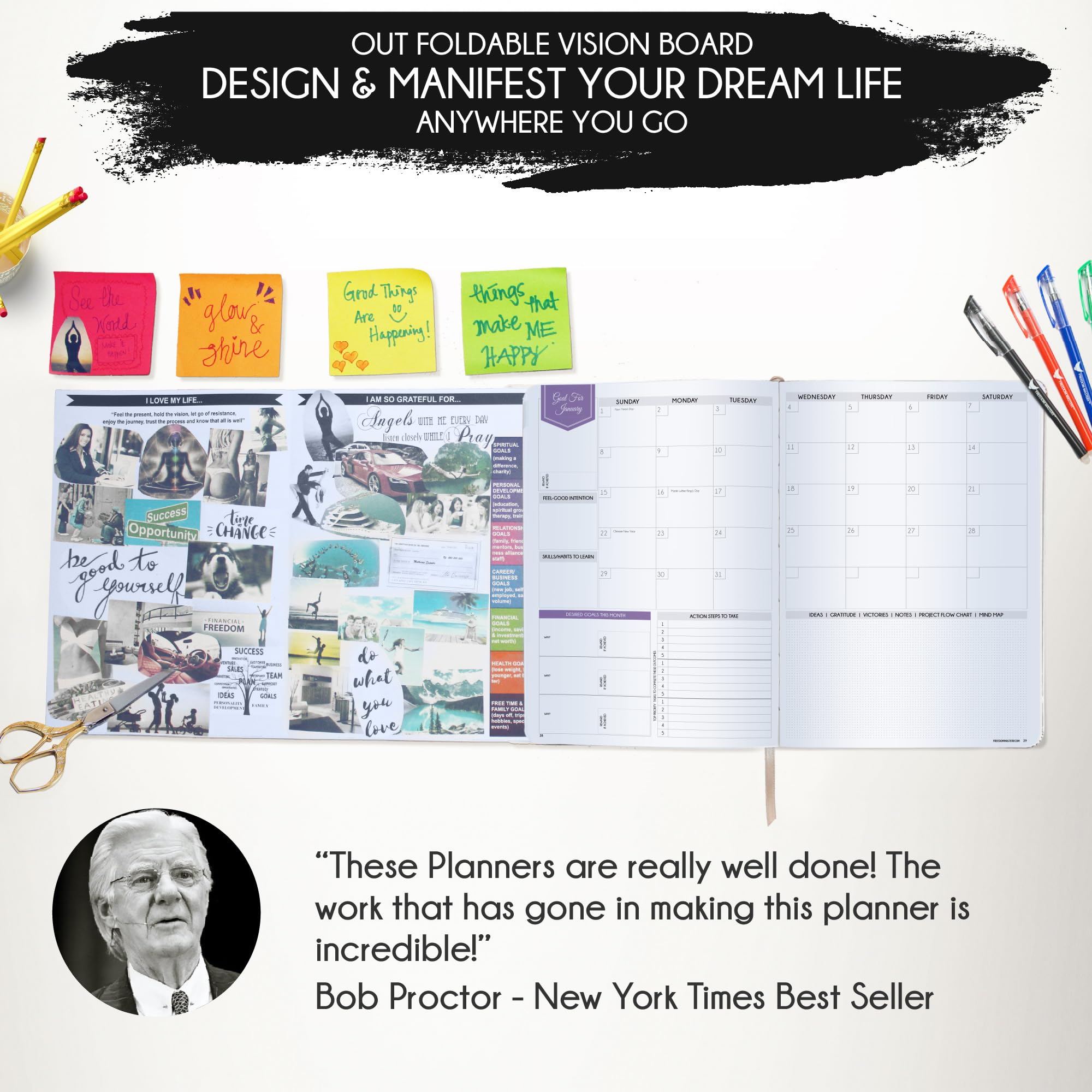 2025 Law of Attraction Planner - Hourly Weekly Monthly Goal Setting Organizer | 12-Month Productivity Journal with Gratitude Tracking, Foldable Vision Board, Stickers & Gift Box - Perfect for Manifestation, Self-Improvement & Daily Planning