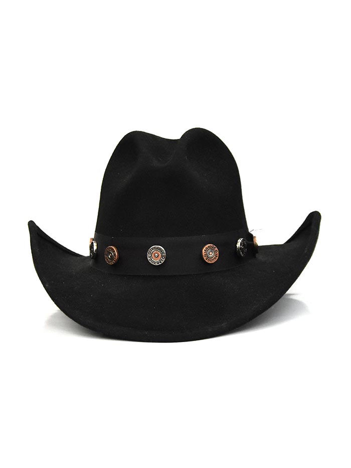 Bullhide SHOTGUN 0767BL Western Wool Cowboy Hat with Concho Hatband - Black Felt Hat for Men - Perfect for Rodeo, Country Music Festivals & Outdoor Adventures